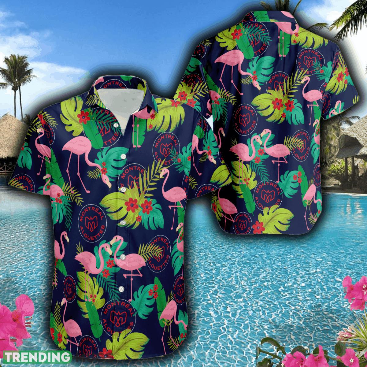 Montreal Alouettes Football Hawaiian Shirt Flamingo Funny Summer For Men Women - Montreal Alouettes Football Hawaiian Shirt Flamingo Funny Summer For Men Women