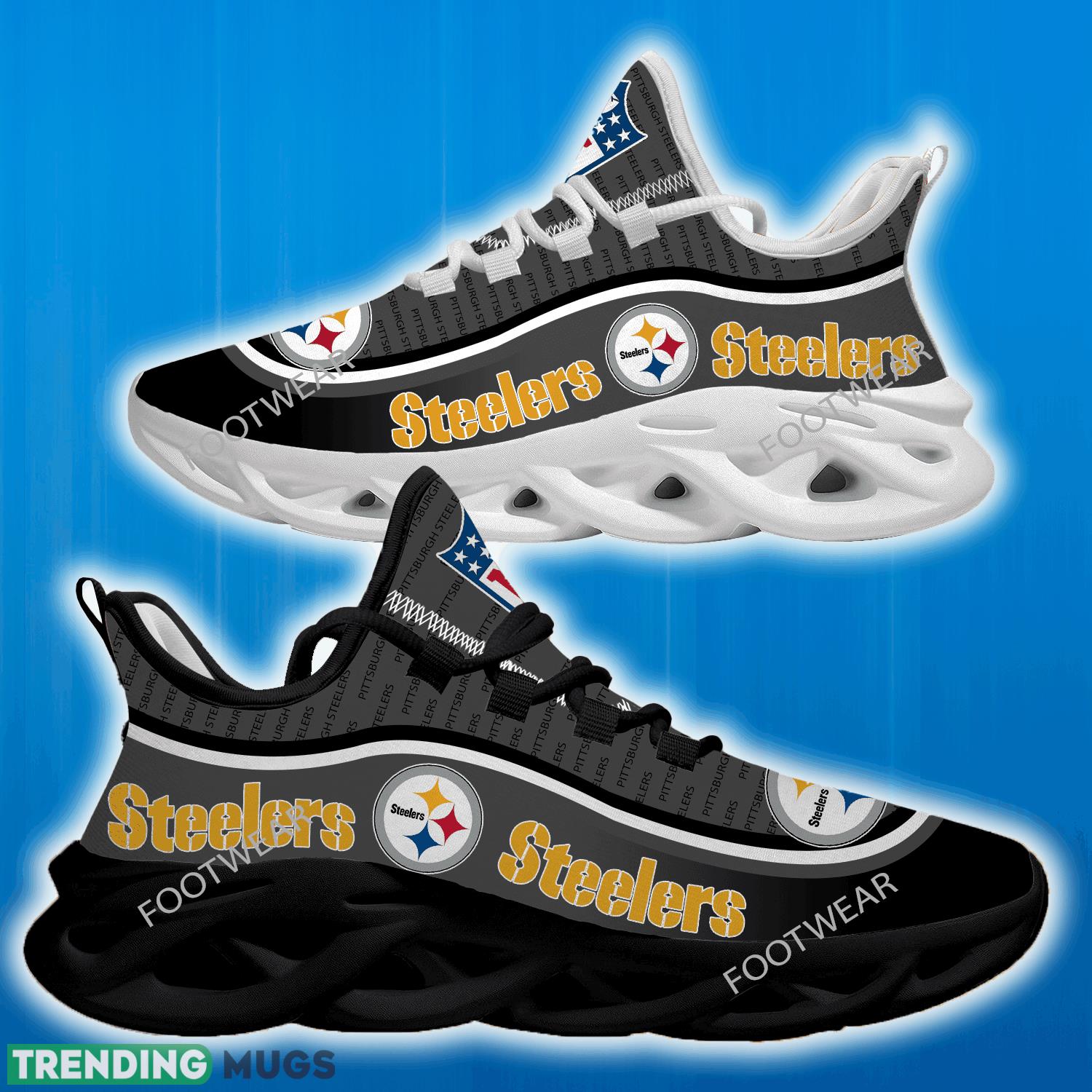 NFL Pittsburgh Steelers Logo New Text Max Soul Shoes For Men Women Running Sneaker - NFL Pittsburgh Steelers Logo New Text Max Soul Shoes For Men Women Running Sneaker
