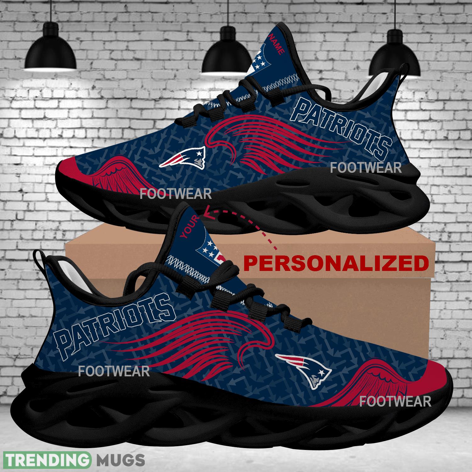Personalized New England Patriots New Wings Arrow Pattern Max Soul Shoes Chunky Sneaker Badge Max Soul Personalized New England Patriots New Wings Arrow Pattern Max Soul Shoes Chunky Sneaker Badge Max Soul