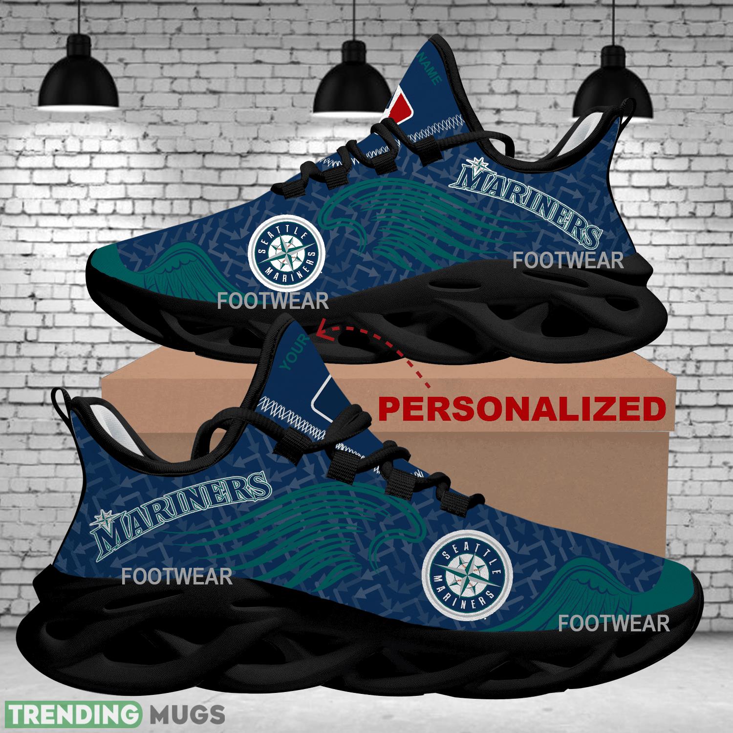 Personalized Seattle Mariners New Wings Arrow Pattern Max Soul Shoes Running Sneaker Recognizable Max Soul Personalized Seattle Mariners New Wings Arrow Pattern Max Soul Shoes Running Sneaker Recognizable Max Soul
