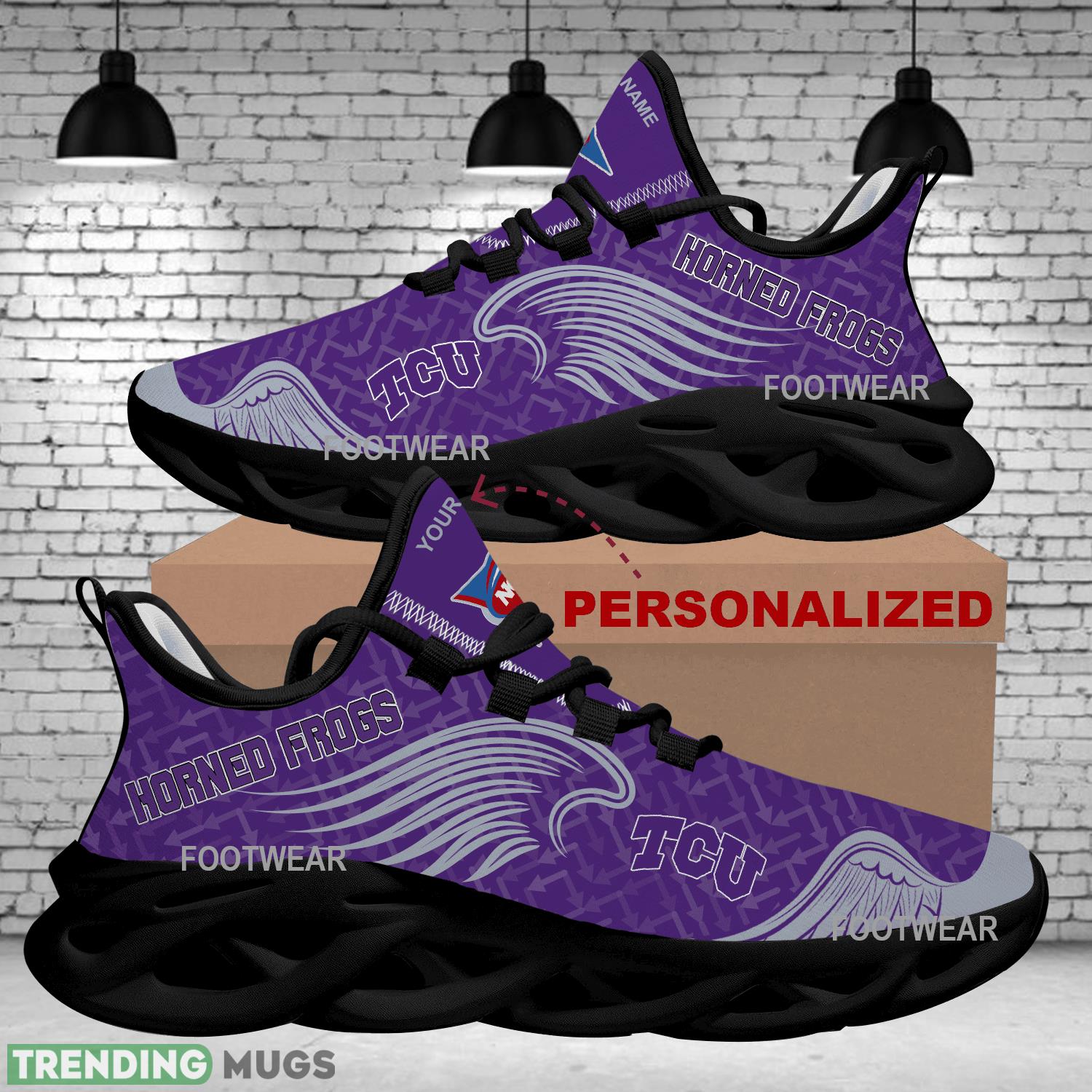 Personalized TCU Horned Frogs New Wings Arrow Pattern Max Soul Shoes Chunky Sneaker Complement Max Soul Personalized TCU Horned Frogs New Wings Arrow Pattern Max Soul Shoes Chunky Sneaker Complement Max Soul