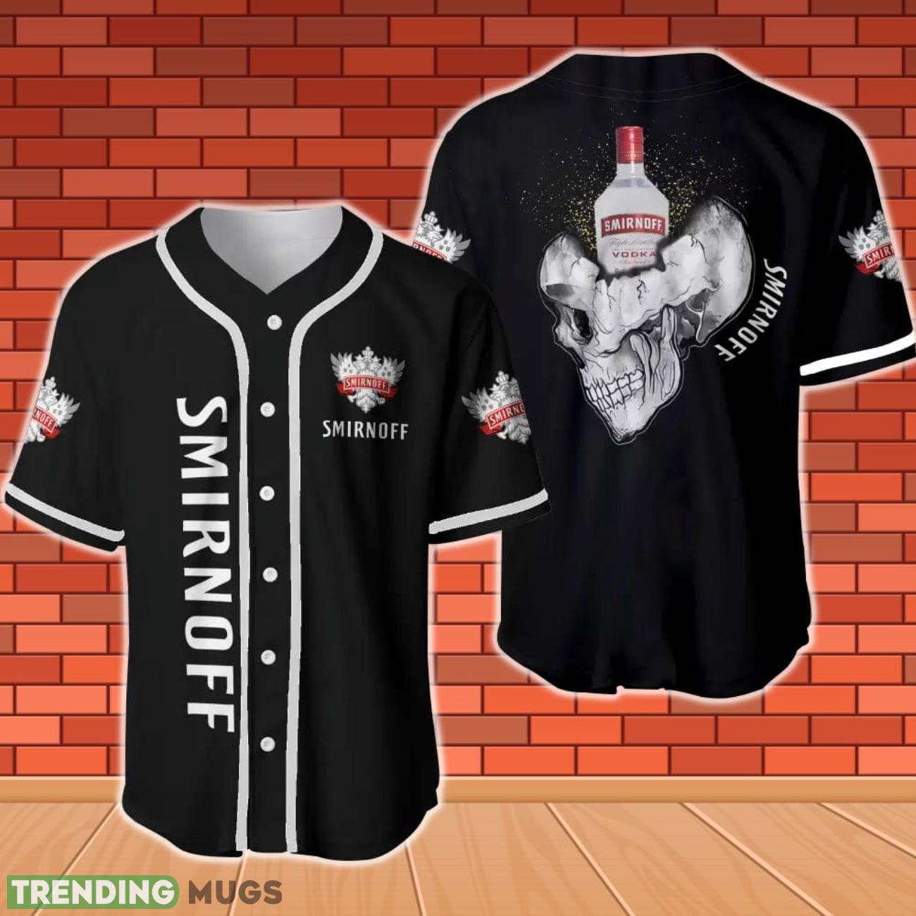 Smirnoff Vodka Skull Halloween Baseball Jersey Product Photo 1 Smirnoff Vodka Skull Halloween Baseball Jersey Product Photo 1