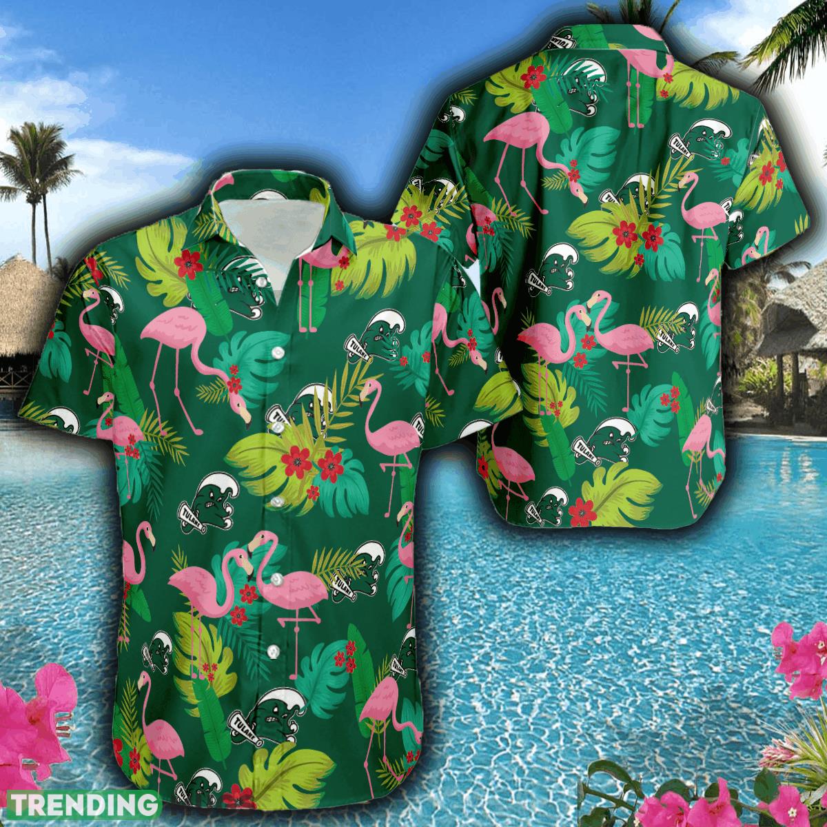 Tulane Green Wave Football Hawaiian Shirt Flamingo Funny Summer For Men Women - Tulane Green Wave Football Hawaiian Shirt Flamingo Funny Summer For Men Women