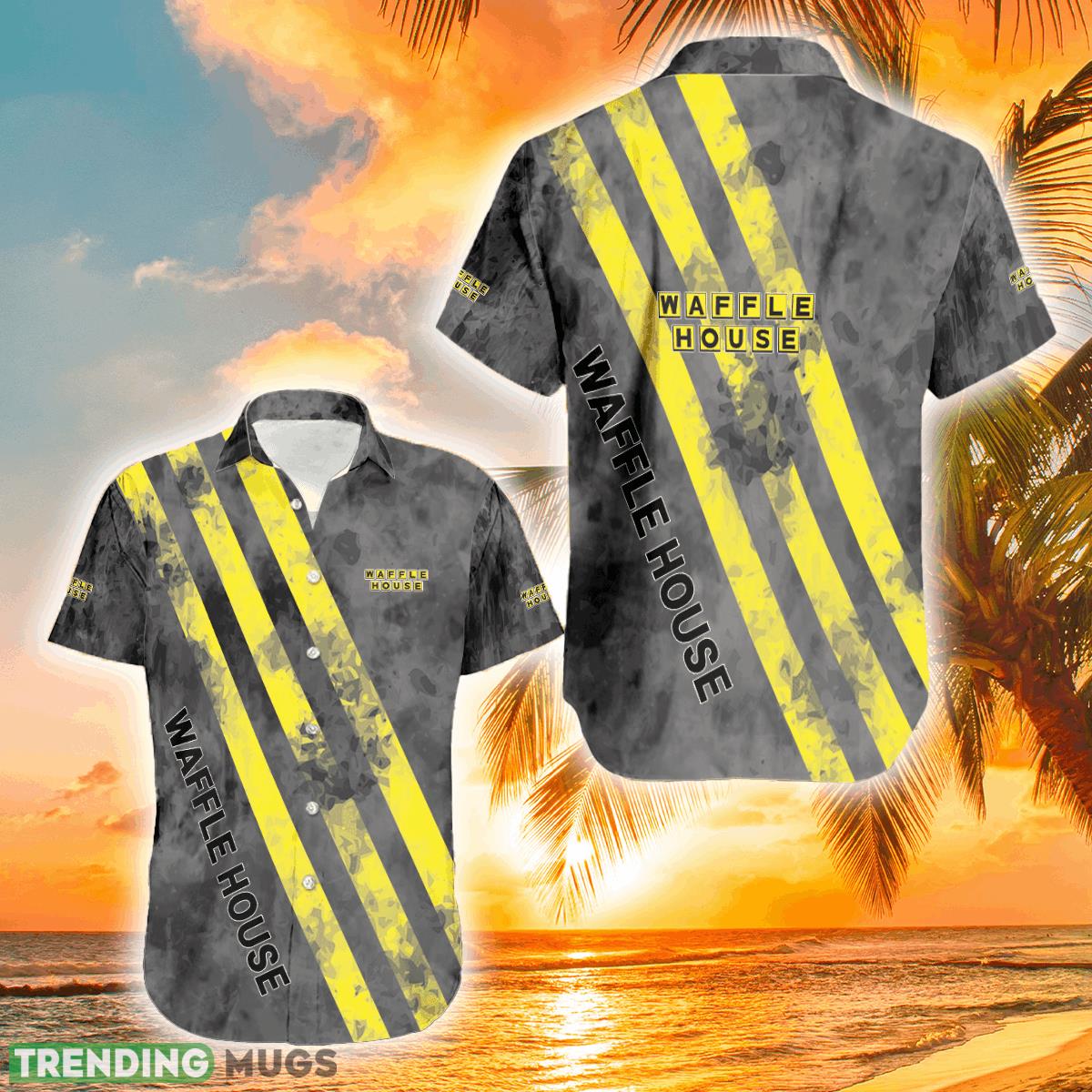 Waffle House Stripes Pattern Island Logo Aloha Hawaiian Shirt For Men And Women - Waffle House Stripes Pattern Island Logo Aloha Hawaiian Shirt For Men And Women
