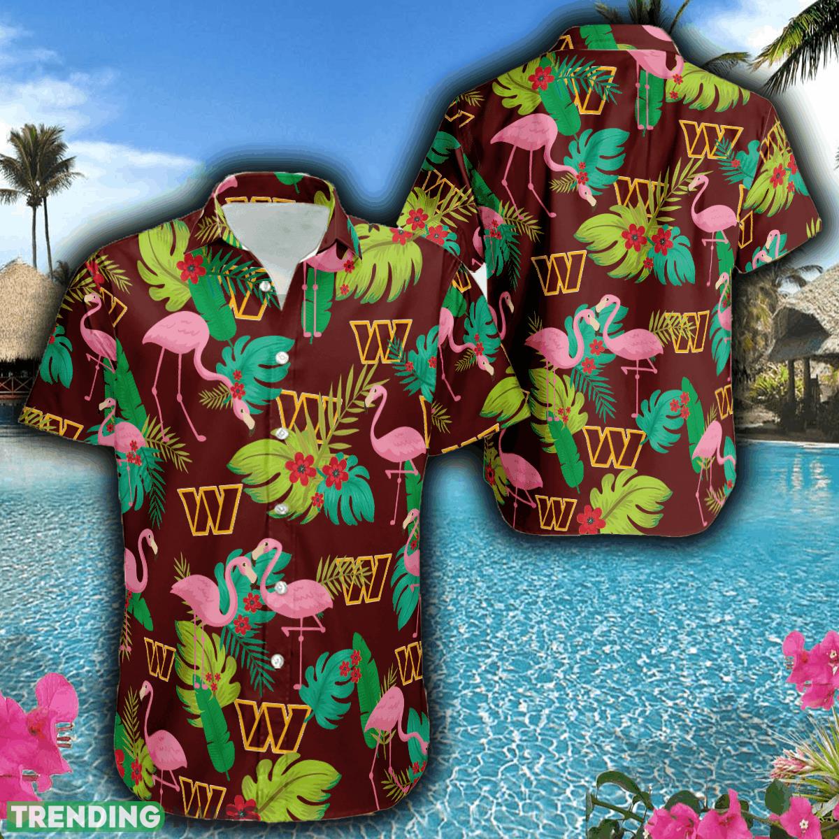 Washington Commanders Football Hawaiian Shirt Flamingo Funny Summer For Men Women - Washington Commanders Football Hawaiian Shirt Flamingo Funny Summer For Men Women