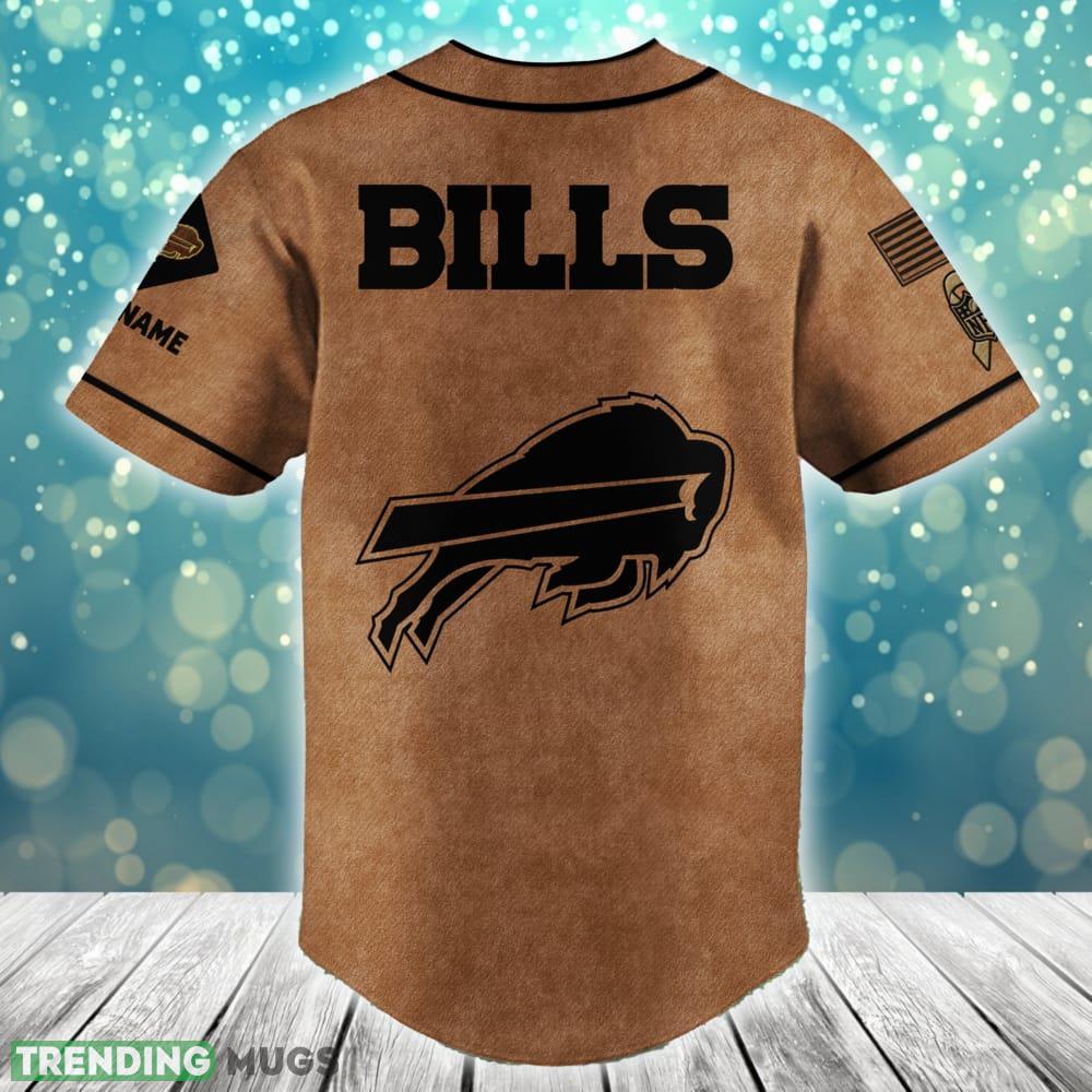 Buffalo Bills NFL Baseball Jersey Shirt Brown Custom Number And Name Football Jersey Buffalo Bills NFL Baseball Jersey Shirt Brown Custom Number And Name Football Jersey