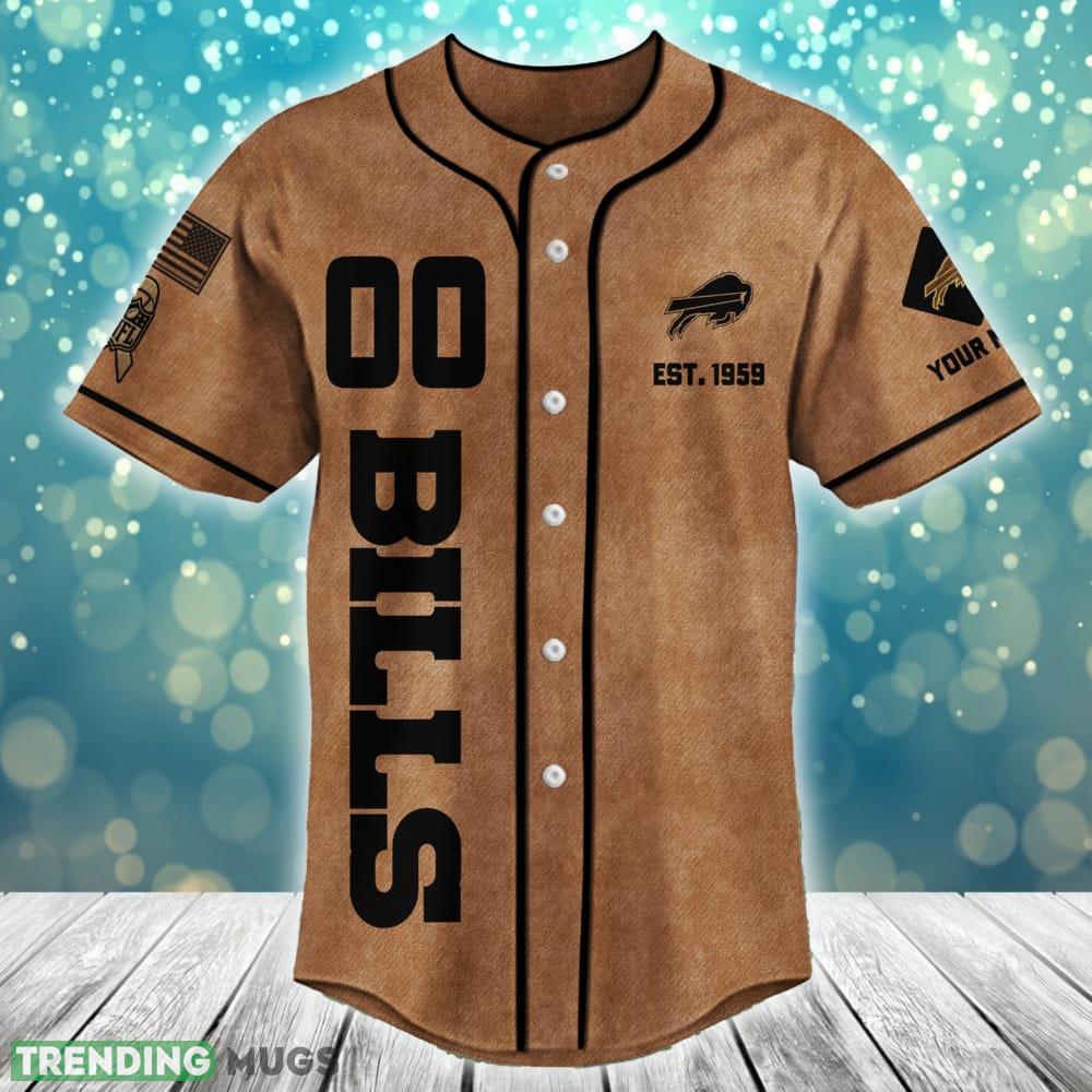Buffalo Bills NFL Baseball Jersey Shirt Brown Custom Number And Name Football Jersey Buffalo Bills NFL Baseball Jersey Shirt Brown Custom Number And Name Football Jersey