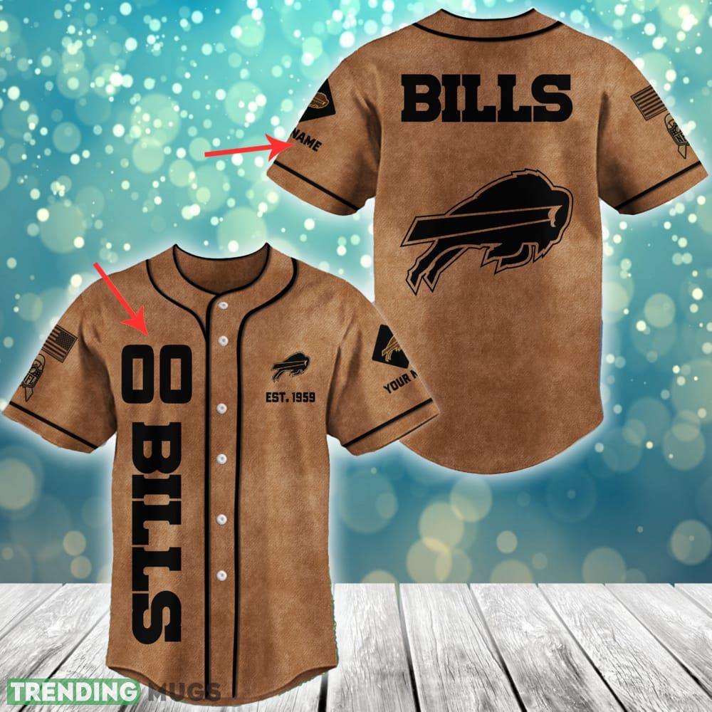 Buffalo Bills NFL Baseball Jersey Shirt Brown Custom Number And Name - Buffalo Bills NFL Baseball Jersey Shirt Brown Custom Number And Name_1