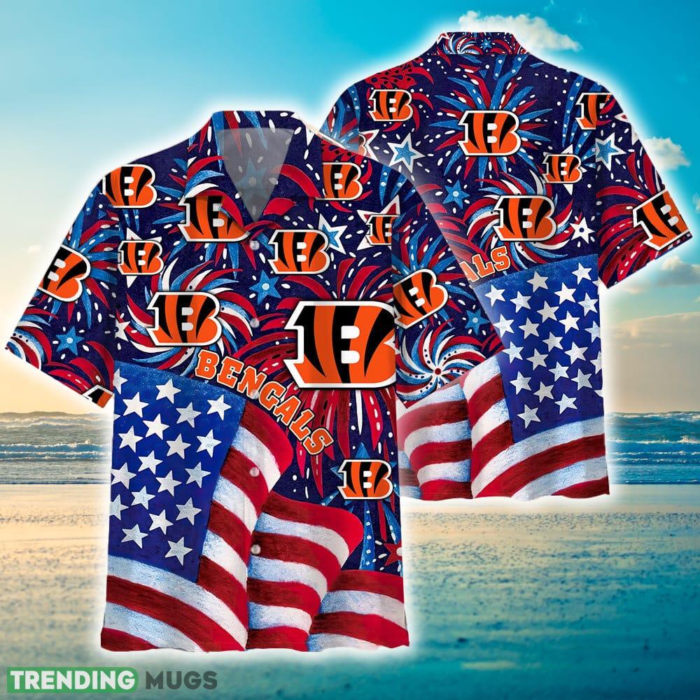 Cincinnati Bengals NFL Memorial Firework Hawaiian Shirt For Men Women Fans - Cincinnati Bengals NFL Memorial Firework Hawaiian Shirt For Men Women Fans