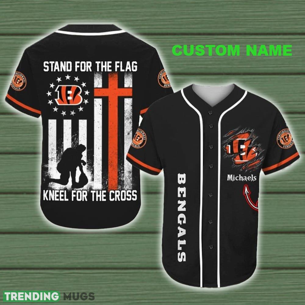 Cincinnati Bengals Stand For The Flag Kneel For The Cross Baseball Jersey Shirt Custom Name - Cincinnati Bengals Stand For The Flag Kneel For The Cross Baseball Jersey Shirt Custom Name Cincinnati Bengals Stand For The Flag Kneel For The Cross Baseball Jersey Shirt Custom Name - Cincinnati Bengals Stand For The Flag Kneel For The Cross Baseball Jersey Shirt Custom Name