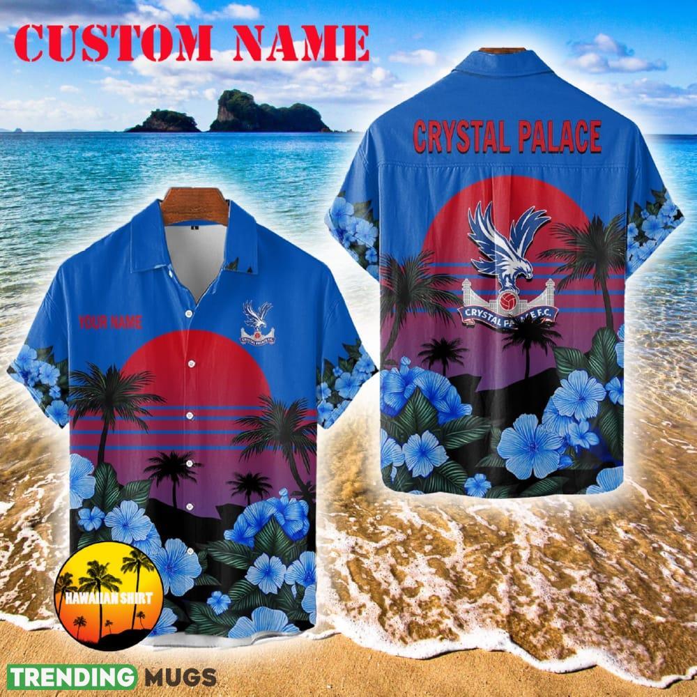 Crystal Palace F.C Unisex New 3D Hawaiian Shirt And Short Custom Name Gift For Fans - Crystal Palace F.C Hawaiian Shirt And Shorts Flower Personalized_1