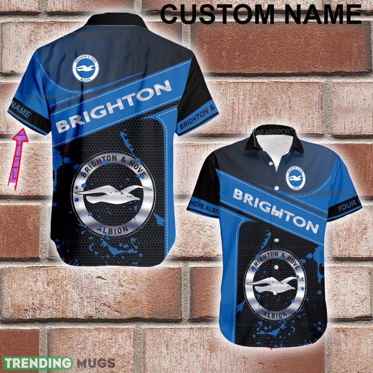 Custom Name EPL Brighton & Hove Albion Logo Silver AOP Hawaiian Shirt Gift Summer - Custom Name EPL Brighton & Hove Albion Logo Silver AOP Hawaiian Shirt Gift Summer Custom Name EPL Brighton & Hove Albion Logo Silver AOP Hawaiian Shirt Gift Summer - Custom Name EPL Brighton & Hove Albion Logo Silver AOP Hawaiian Shirt Gift Summer