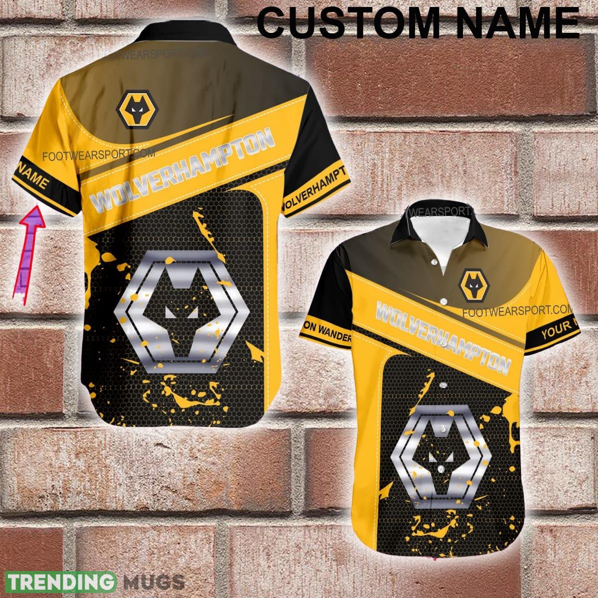 Custom Name EPL Wolverhampton Wanderers Logo Silver Hawaiian Shirt All Over Print Gift Summer - Custom Name EPL Wolverhampton Wanderers Logo Silver Hawaiian Shirt All Over Print Gift Summer Custom Name EPL Wolverhampton Wanderers Logo Silver Hawaiian Shirt All Over Print Gift Summer - Custom Name EPL Wolverhampton Wanderers Logo Silver Hawaiian Shirt All Over Print Gift Summer