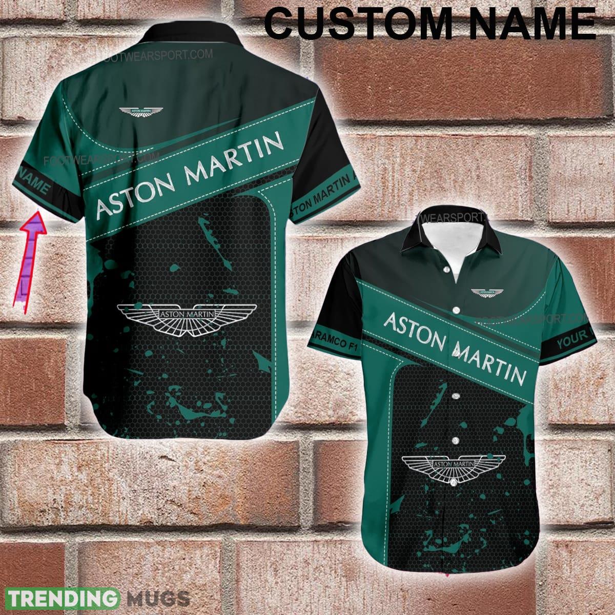 Custom Name F1 Racing Aston Martin Aramco F1 Team Logo Silver Hawaiian Shirt AOP Special Gifts - Custom Name F1 Racing Aston Martin Aramco F1 Team Logo Silver Hawaiian Shirt AOP Special Gifts