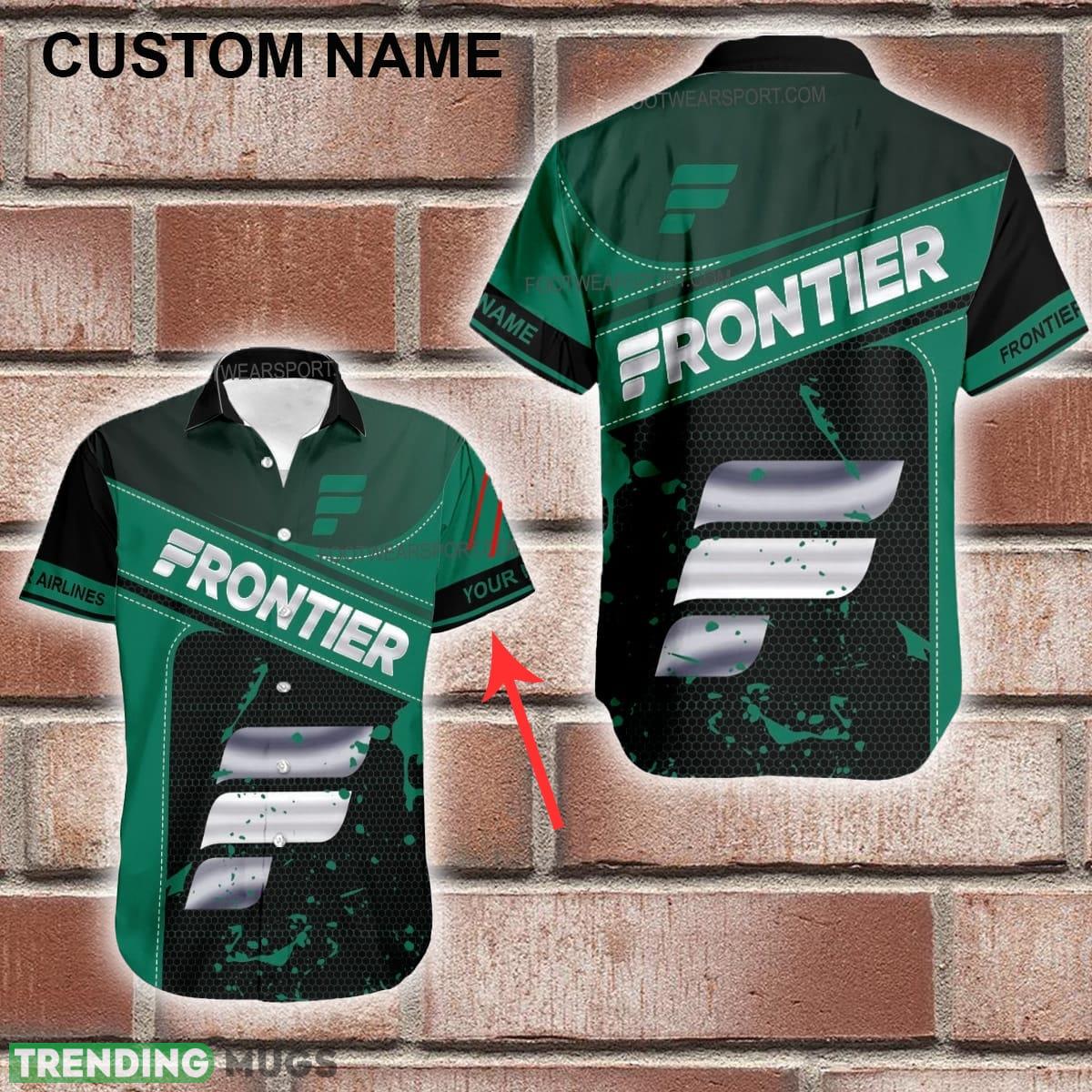 Custom Name Frontier Airlines Style SilverHawaiian Shirt Personalized Hawaiian Shirt For Beach - Custom Name Frontier Airlines Style SilverHawaiian Shirt Personalized Hawaiian Shirt For Beach