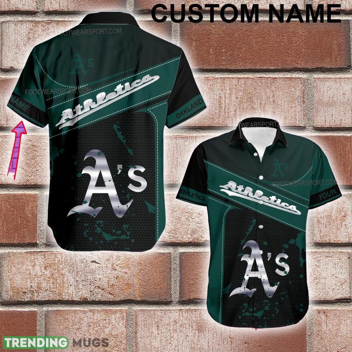 Custom Name MLB Oakland Athletics Logo Silver Hawaiian Shirt AOP Gift For Fans - Custom Name MLB Oakland Athletics Logo Silver Hawaiian Shirt AOP Gift For Fans Custom Name MLB Oakland Athletics Logo Silver Hawaiian Shirt AOP Gift For Fans - Custom Name MLB Oakland Athletics Logo Silver Hawaiian Shirt AOP Gift For Fans