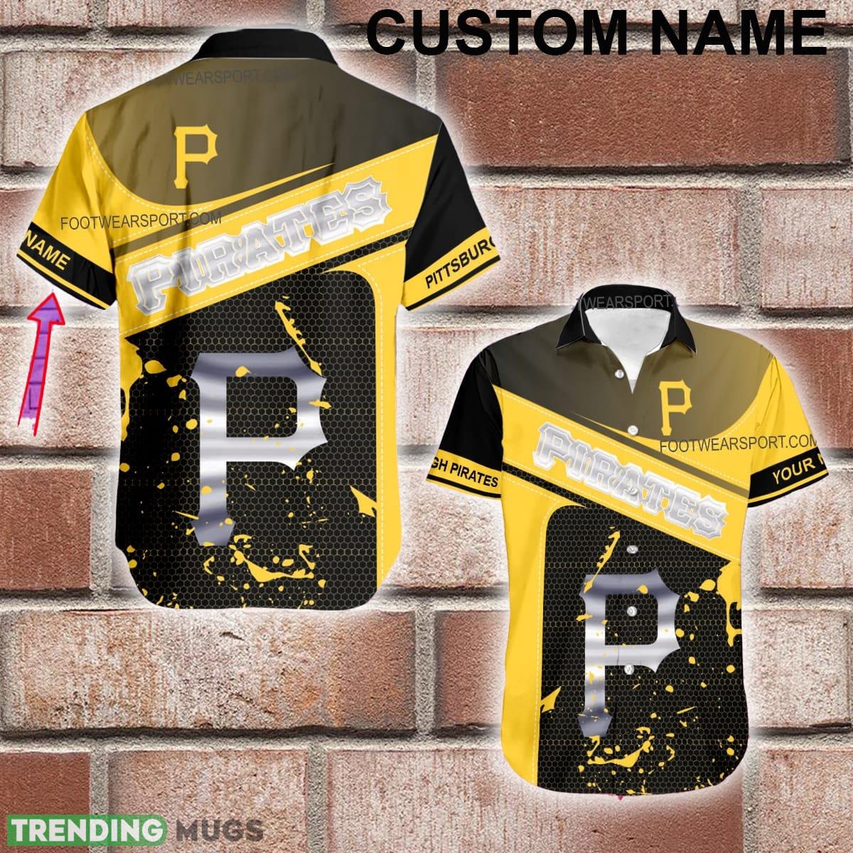 Custom Name MLB Pittsburgh Pirates Logo Silver Hawaiian Shirt Special Gifts - Custom Name MLB Pittsburgh Pirates Logo Silver Hawaiian Shirt Special Gifts