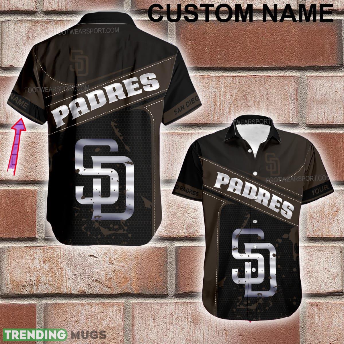 Custom Name MLB San Diego Padres Logo Silver Aloha Hawaiian Shirt For Beach - Custom Name MLB San Diego Padres Logo Silver Aloha Hawaiian Shirt For Beach Custom Name MLB San Diego Padres Logo Silver Aloha Hawaiian Shirt For Beach - Custom Name MLB San Diego Padres Logo Silver Aloha Hawaiian Shirt For Beach
