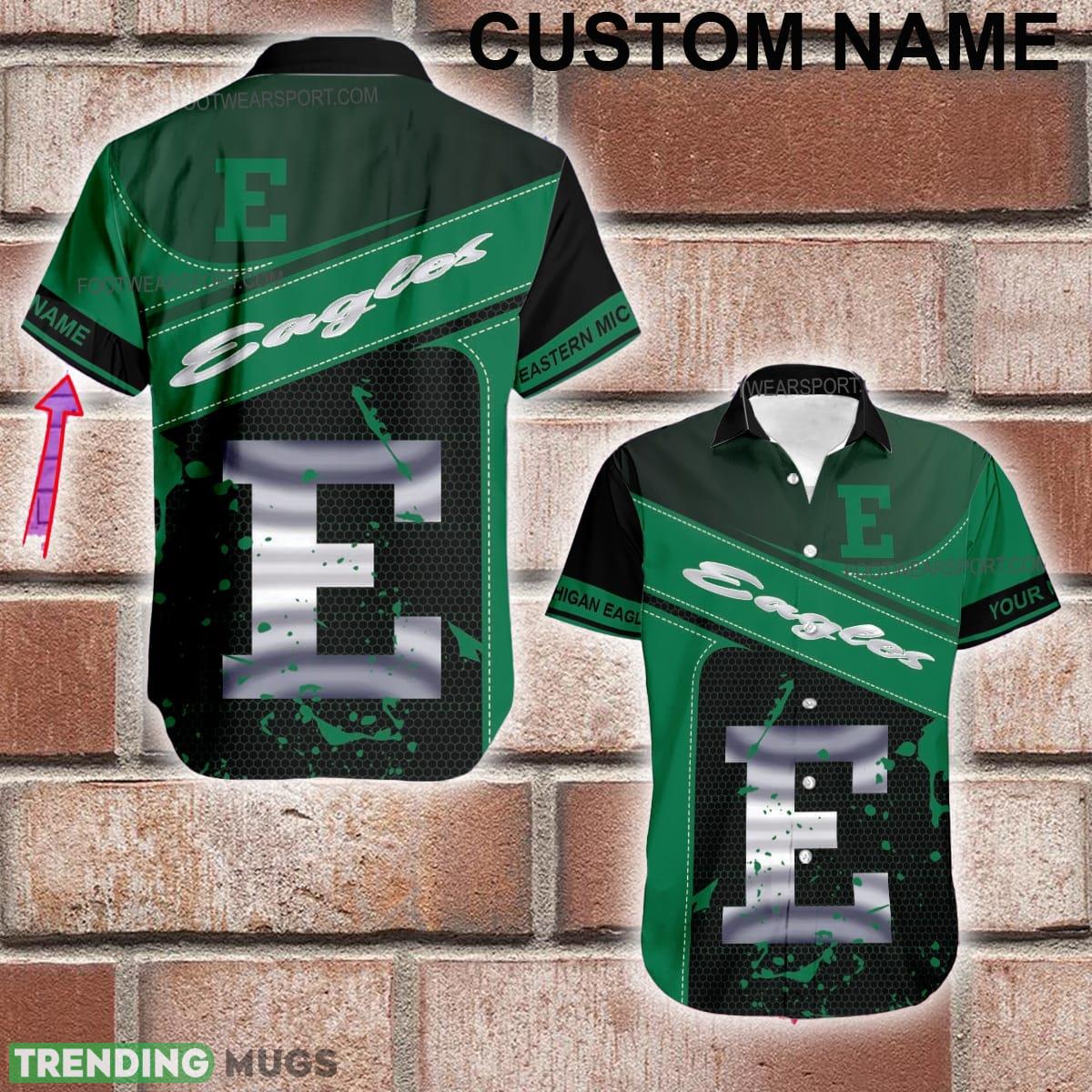 Custom Name NCAA Eastern Michigan Eagles Logo Silver Hawaiian Shirt All Over Print For Men And Women - Custom Name NCAA Eastern Michigan Eagles Logo Silver Hawaiian Shirt All Over Print For Men And Women Custom Name NCAA Eastern Michigan Eagles Logo Silver Hawaiian Shirt All Over Print For Men And Women - Custom Name NCAA Eastern Michigan Eagles Logo Silver Hawaiian Shirt All Over Print For Men And Women
