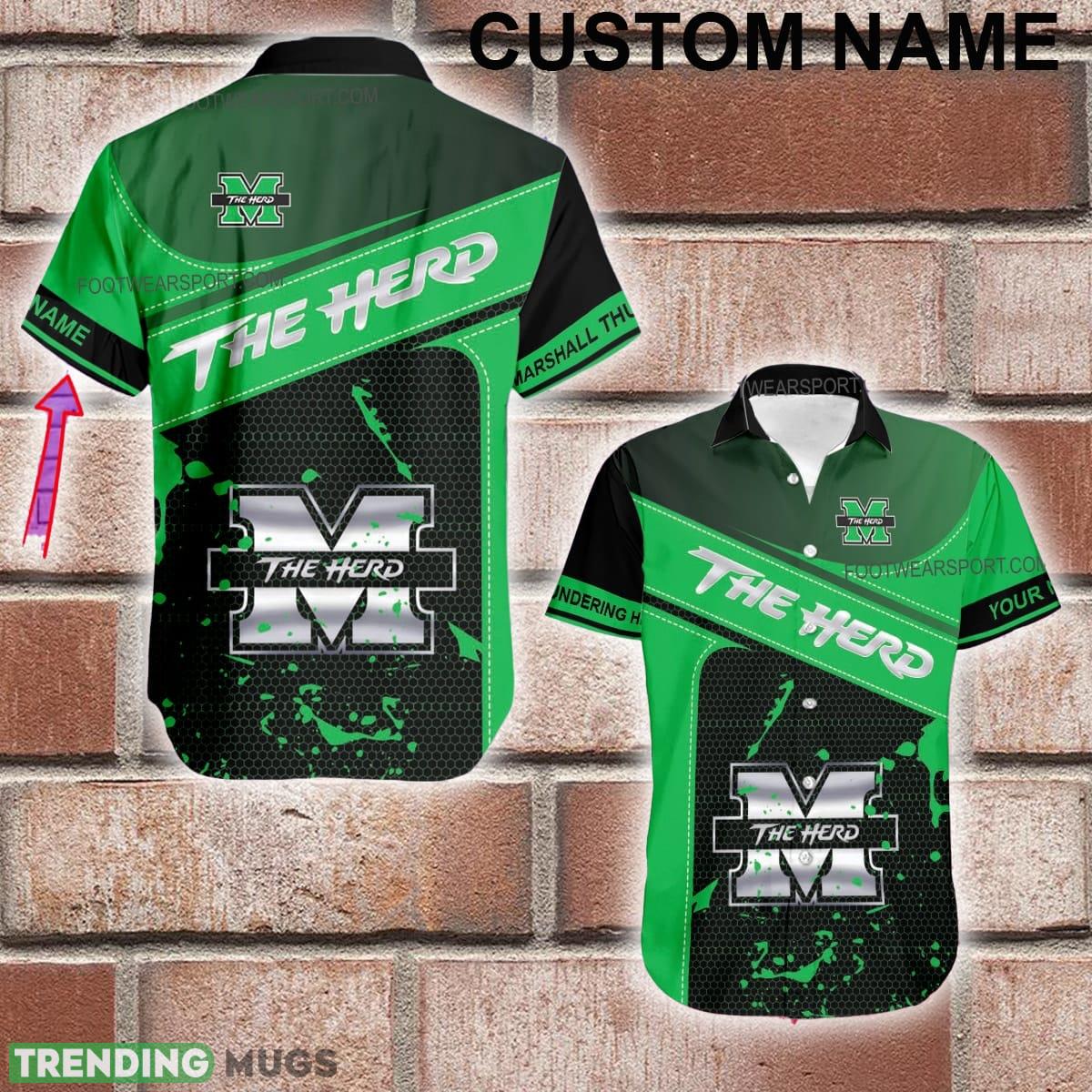Custom Name NCAA Marshall Thundering Herd Logo Silver AOP Hawaiian Shirt Gift Summer - Custom Name NCAA Marshall Thundering Herd Logo Silver AOP Hawaiian Shirt Gift Summer Custom Name NCAA Marshall Thundering Herd Logo Silver AOP Hawaiian Shirt Gift Summer - Custom Name NCAA Marshall Thundering Herd Logo Silver AOP Hawaiian Shirt Gift Summer