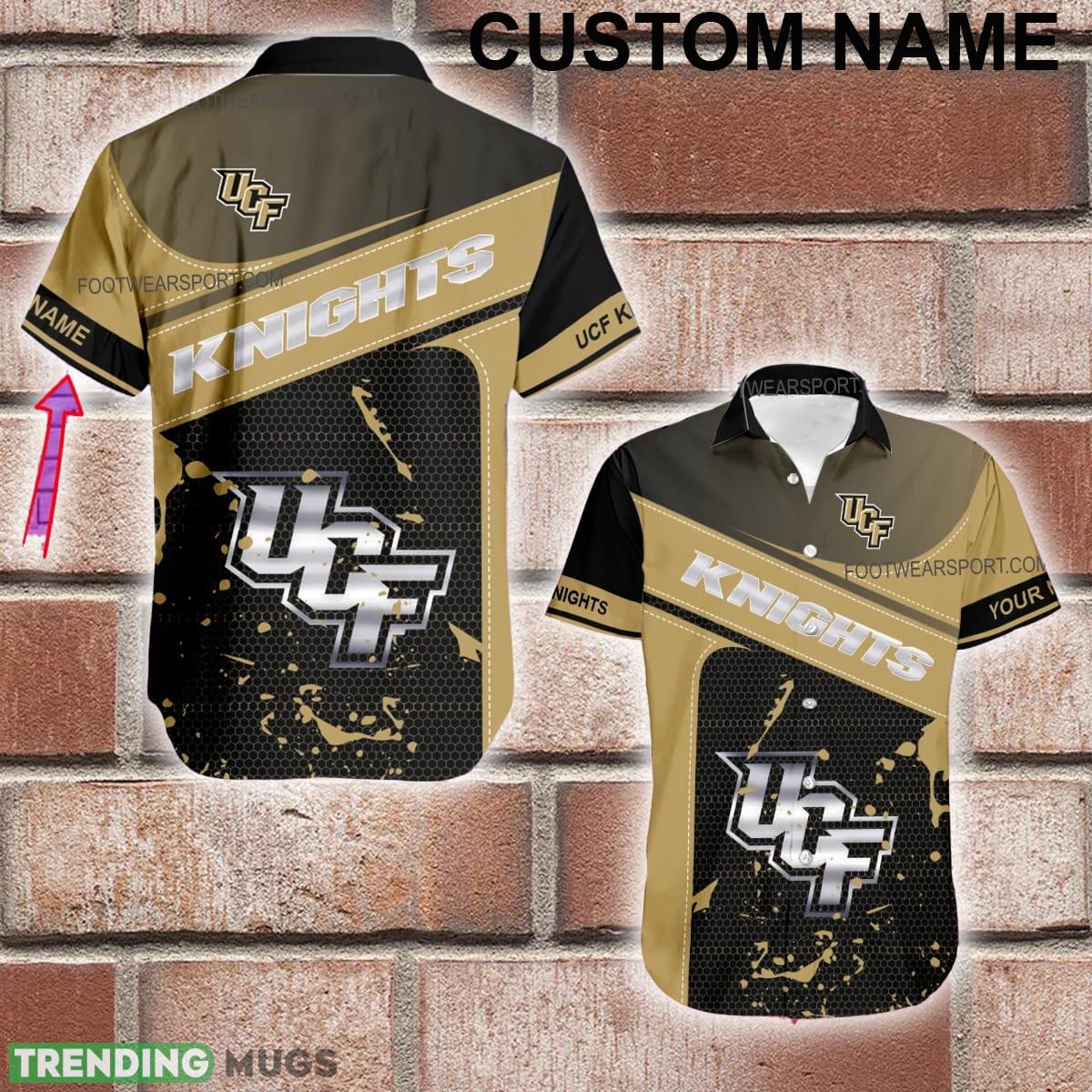 Custom Name NCAA UCF Knights Logo Silver Hawaiian Shirt AOP For Men And Women - Custom Name NCAA UCF Knights Logo Silver Hawaiian Shirt AOP For Men And Women