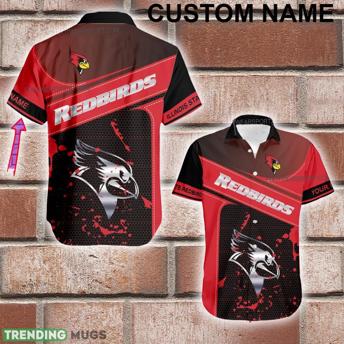 Custom Name NCAA2 Illinois State Redbirds Logo Silver AOP Hawaiian Shirt Gift For Fans - Custom Name NCAA2 Illinois State Redbirds Logo Silver AOP Hawaiian Shirt Gift For Fans Custom Name NCAA2 Illinois State Redbirds Logo Silver AOP Hawaiian Shirt Gift For Fans - Custom Name NCAA2 Illinois State Redbirds Logo Silver AOP Hawaiian Shirt Gift For Fans