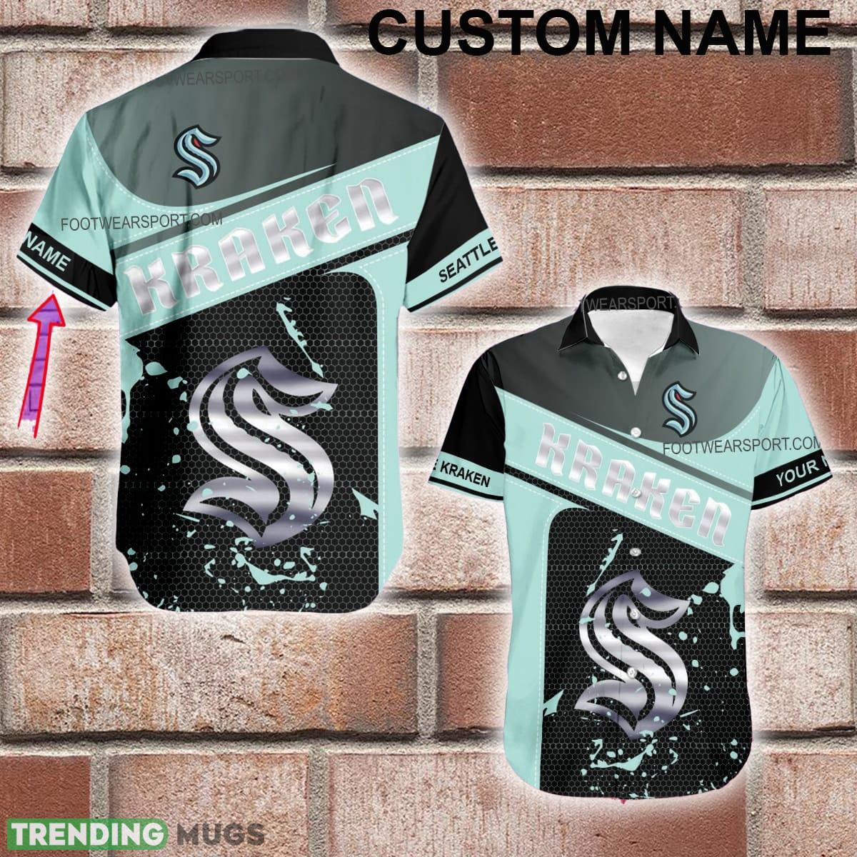 Custom Name NHL Seattle Kraken Logo Silver AOP Hawaiian Shirt For Men And Women - Custom Name NHL Seattle Kraken Logo Silver AOP Hawaiian Shirt For Men And Women Custom Name NHL Seattle Kraken Logo Silver AOP Hawaiian Shirt For Men And Women - Custom Name NHL Seattle Kraken Logo Silver AOP Hawaiian Shirt For Men And Women