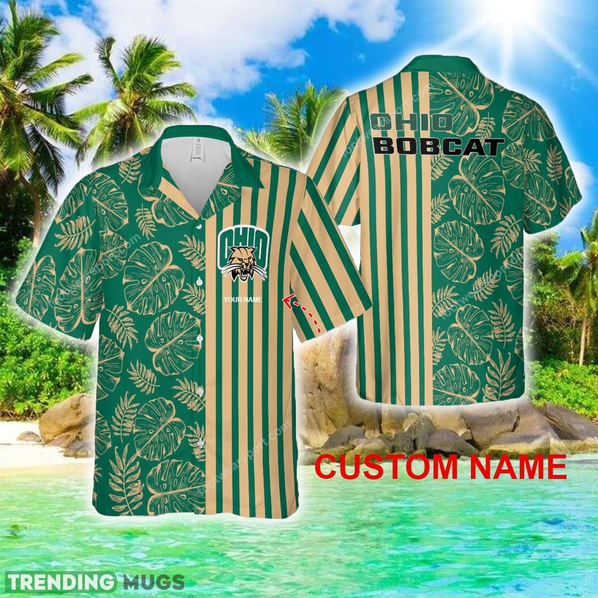 Custom Name Ohio Bobcats Aloha Hawaiian Shirt For Beach - Custom Name Ohio Bobcats Aloha Hawaiian Shirt For Beach