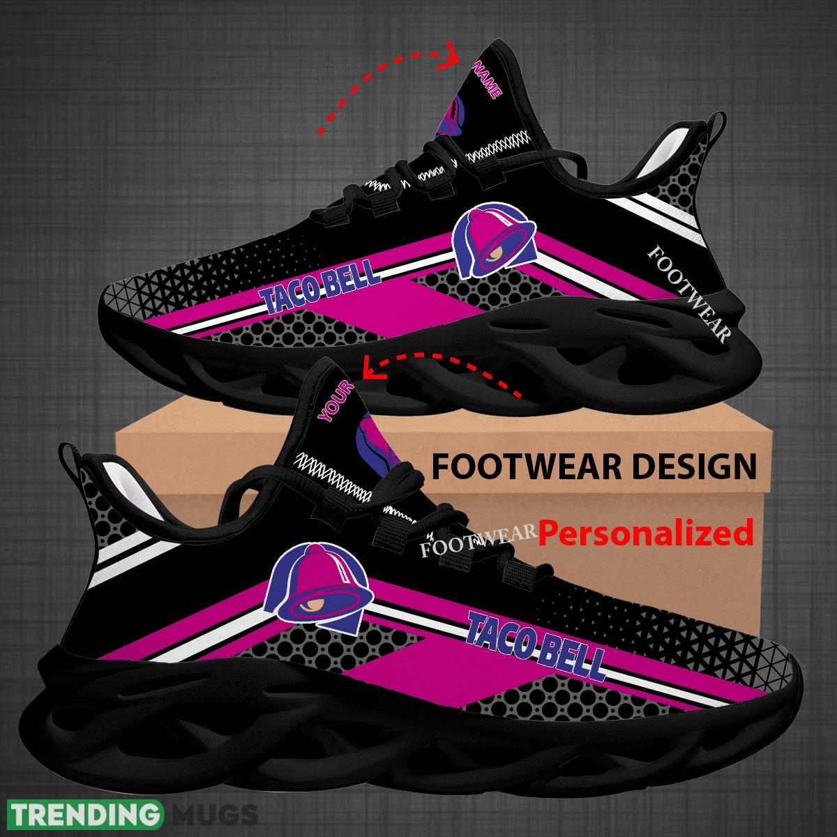 Custom Name Taco Bell Logo Max Soul Shoes For Big Fans Runing Sneakers Gift Max Soul Custom Name Taco Bell Logo Max Soul Shoes For Big Fans Runing Sneakers Gift Max Soul