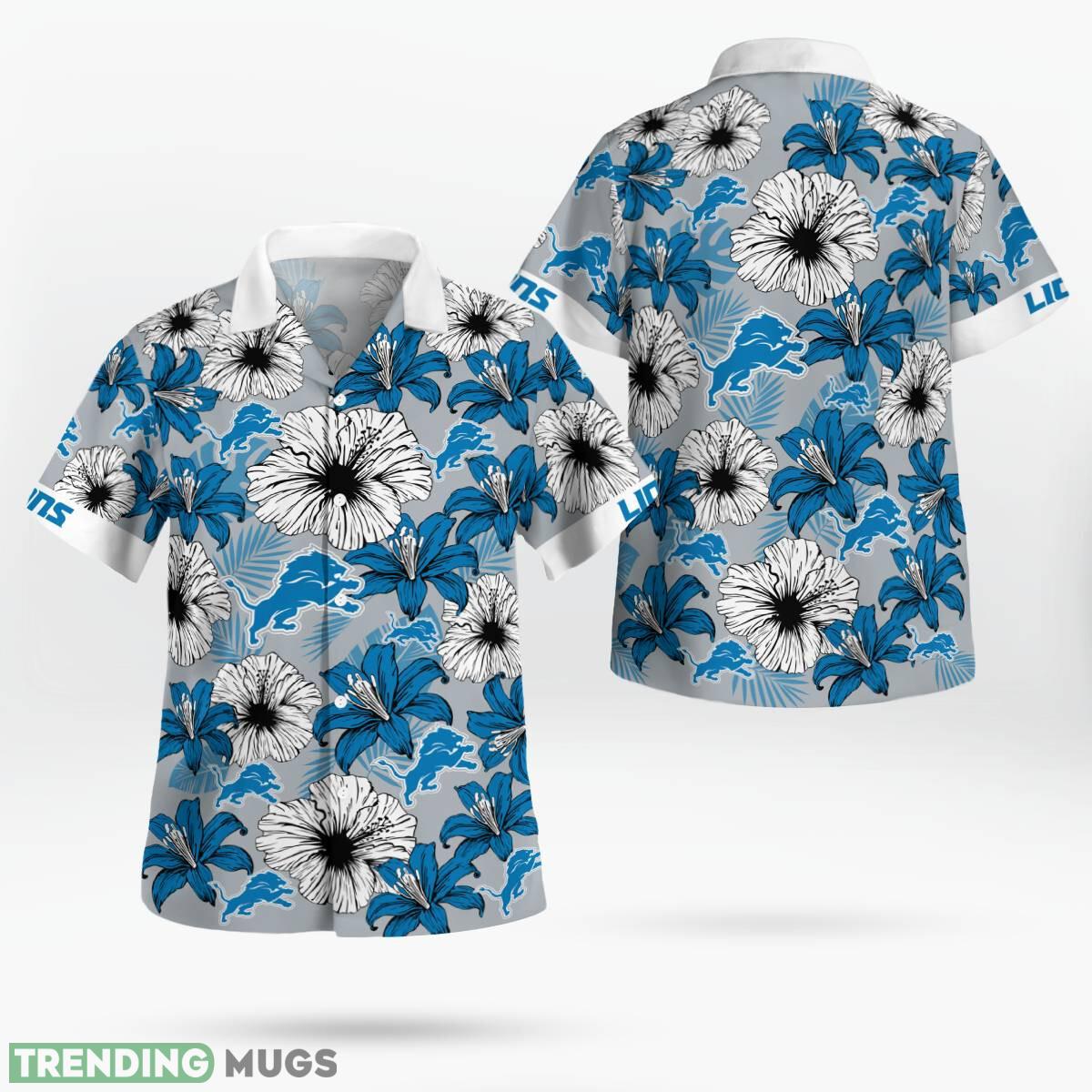 Detroit Lions Flower Tropical Floral Aloha Hawaiian Shirt For Men Women - Detroit Lions Flower Tropical Floral Aloha Hawaiian Shirt_1