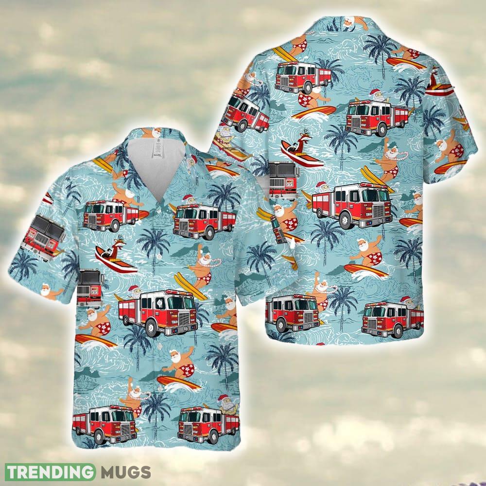 Fire Trucks, Christmas In July Hawaiian Shirt - Fire Trucks, Christmas In July Hawaiian Shirt