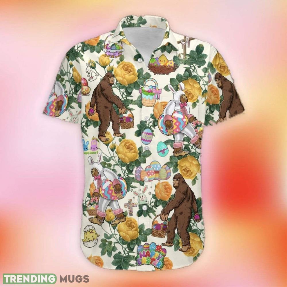 Happy Easter Bunny Bigfoot Hunting Eggs Unisex Hawaiian Shirt Aloha Shirt For Men And Women Hawaiian Shirt Happy Easter Bunny Bigfoot Hunting Eggs Unisex Hawaiian Shirt Aloha Shirt For Men And Women Hawaiian Shirt