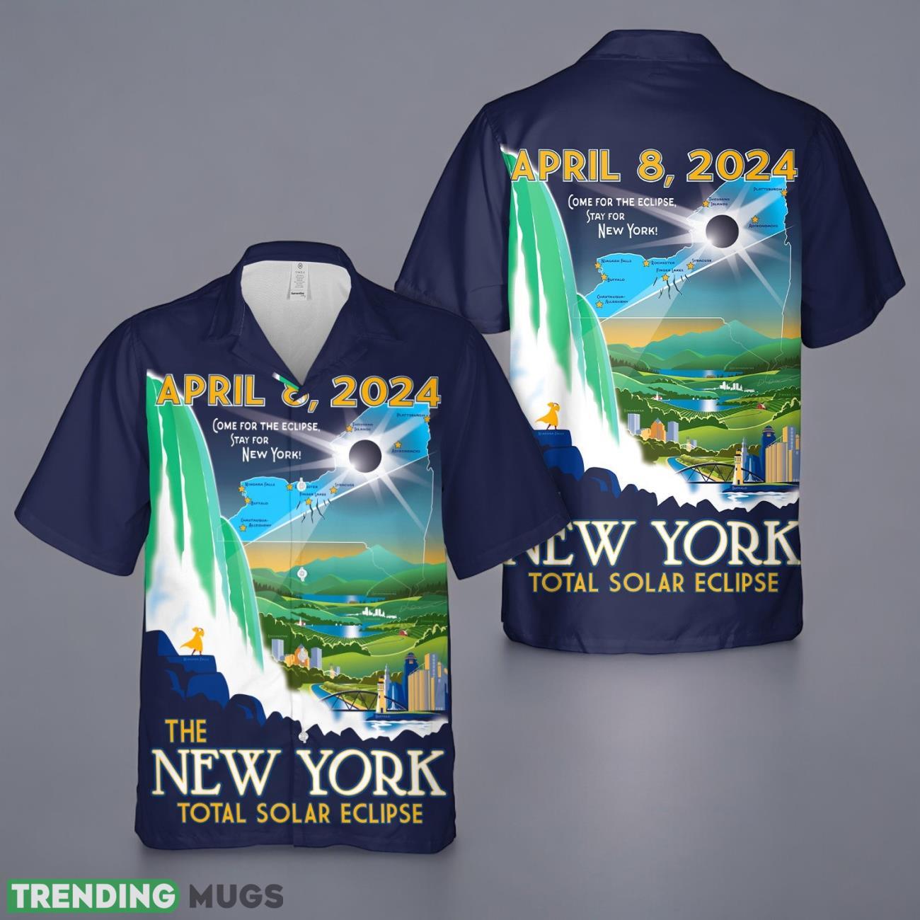 New York State Solar Eclipse 2024 Hawaiian Shirt Product Photo 1