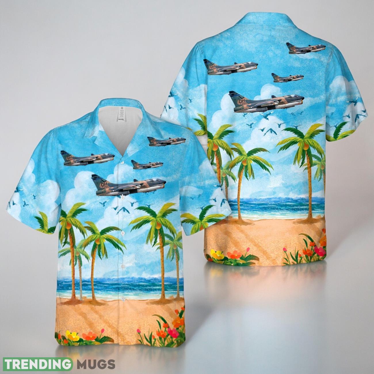 Ohio Air National Guard 166th Tactical Fighter Squadron A-7D Corsair II Hawaiian Shirt Product Photo 1 Ohio Air National Guard 166th Tactical Fighter Squadron A-7D Corsair II Hawaiian Shirt Product Photo 1