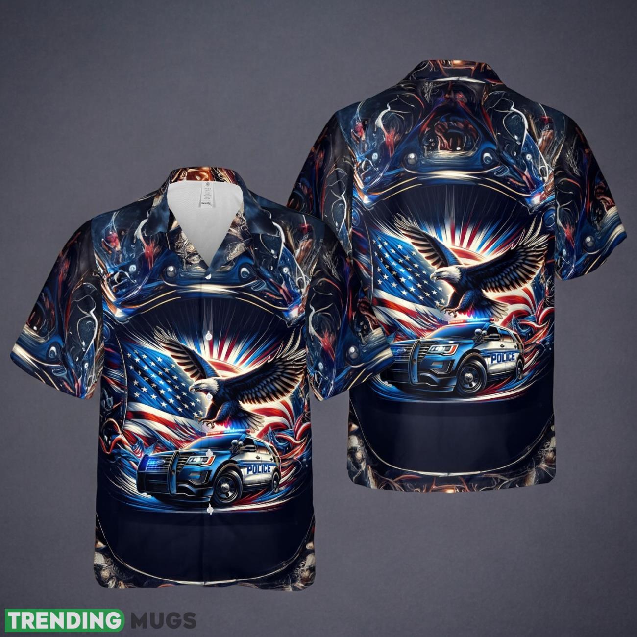 Police Car Patriot Eagle, 4th Of July Flag Hawaiian Shirt Product Photo 1 Police Car Patriot Eagle, 4th Of July Flag Hawaiian Shirt Product Photo 1