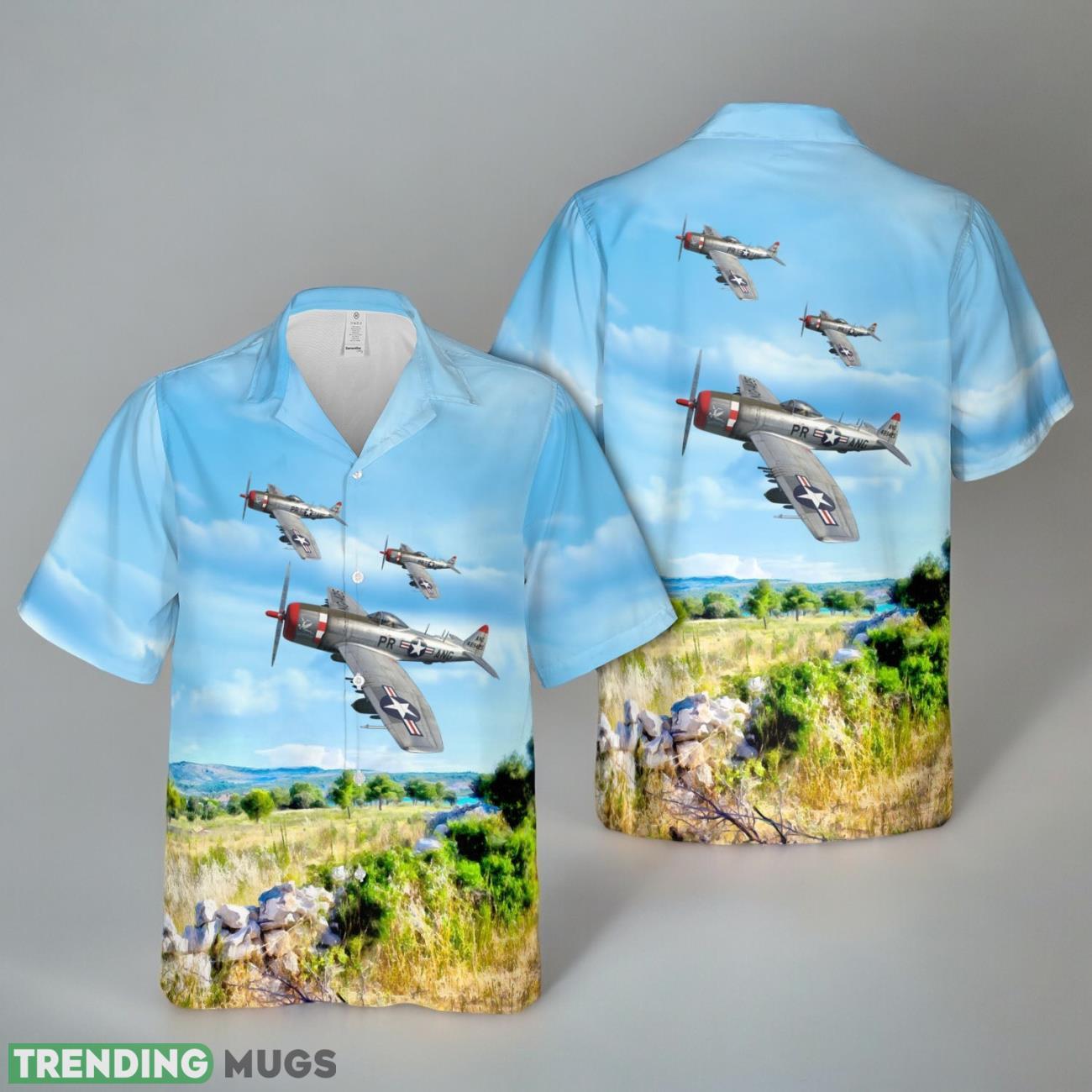 Puerto Rico Air National Guard P-47N Hawaiian Shirt Product Photo 1 Puerto Rico Air National Guard P-47N Hawaiian Shirt Product Photo 1