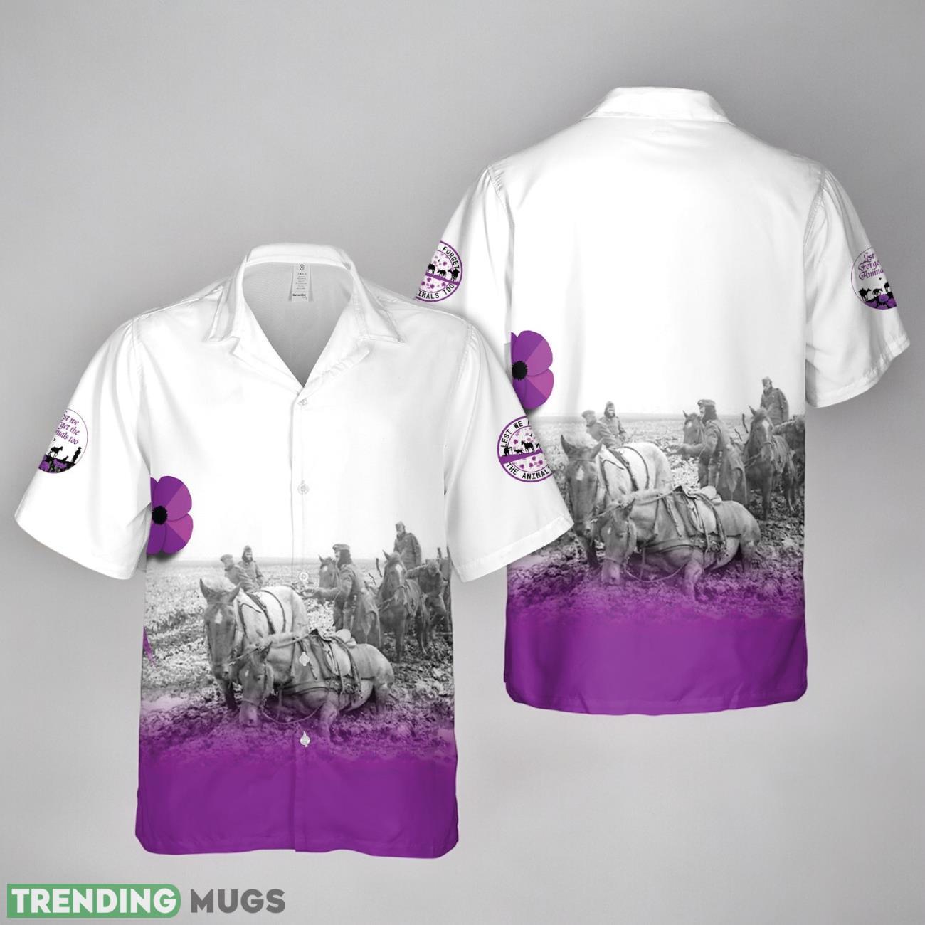 Purple Poppy Badge Remembrance Day Animals Of War Lest We Forget Hawaiian Shirt Product Photo 1 Purple Poppy Badge Remembrance Day Animals Of War Lest We Forget Hawaiian Shirt Product Photo 1