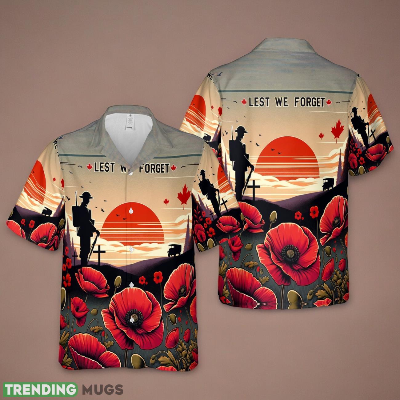 Remembrance Day Canada Lest We Forget Hawaiian Shirt Product Photo 1 Remembrance Day Canada Lest We Forget Hawaiian Shirt Product Photo 1