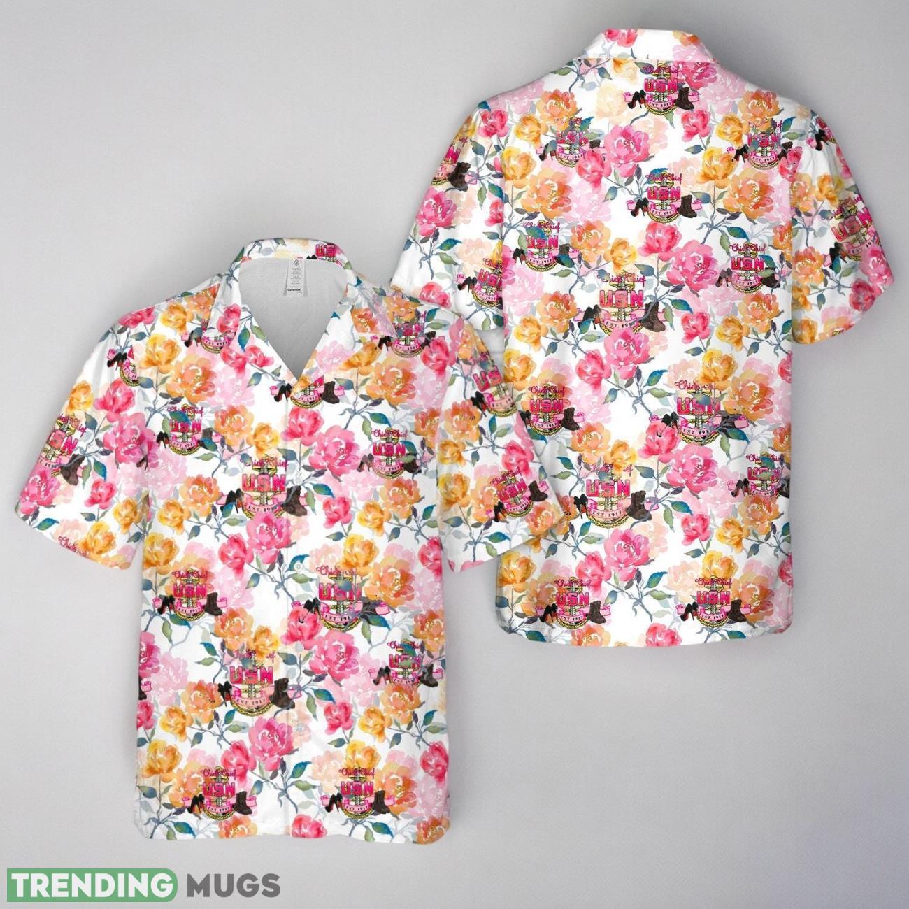 US Navy Female Chick Chief CPO Pink 3 Hawaiian Shirt Product Photo 1
