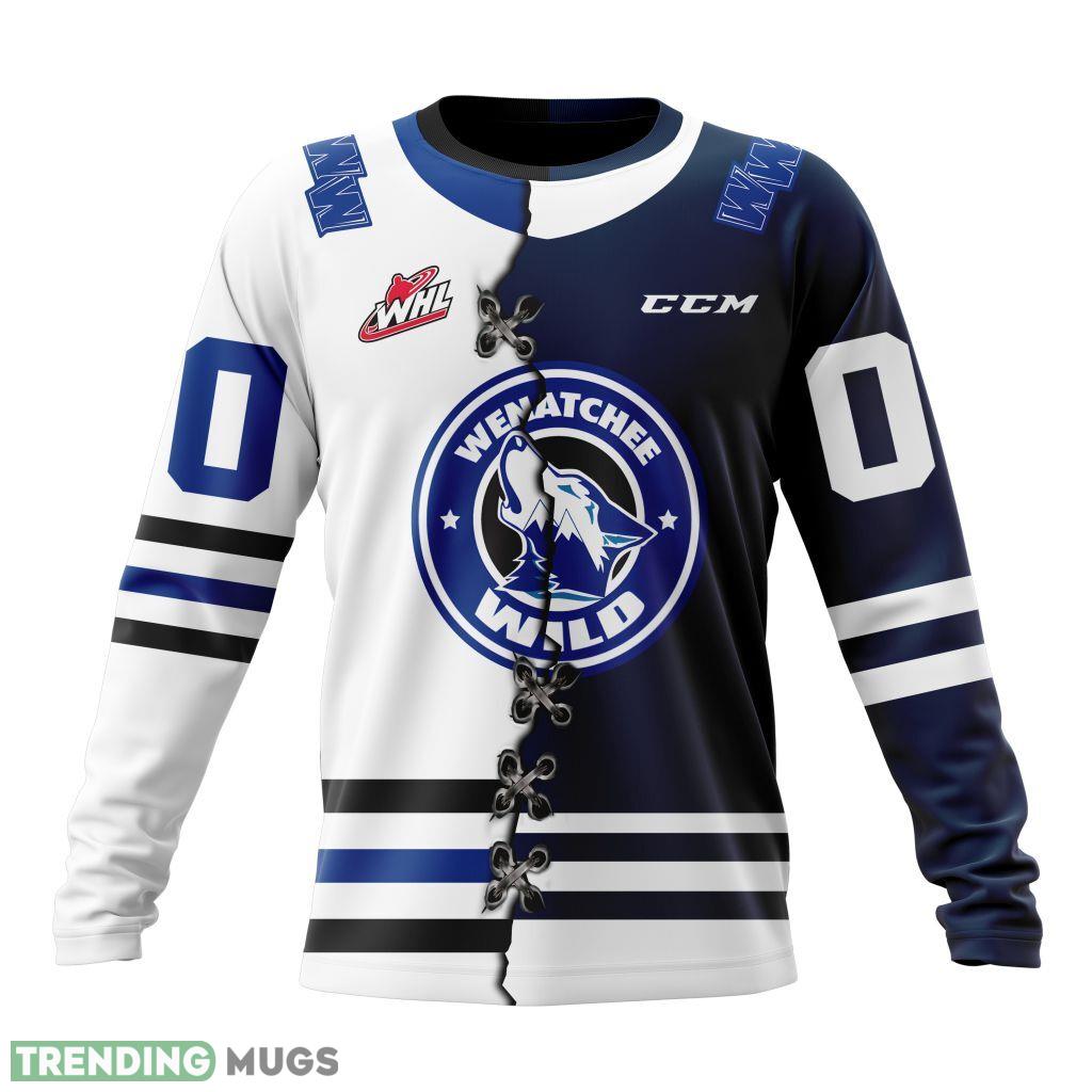 Wenatchee Wild Western Hockey League WHL Mix Home And Away Jersey 3D Hoodie, AOP Custom Number And Name 3D All Over Print Wenatchee Wild Western Hockey League WHL Mix Home And Away Jersey 3D Hoodie, AOP Custom Number And Name 3D All Over Print