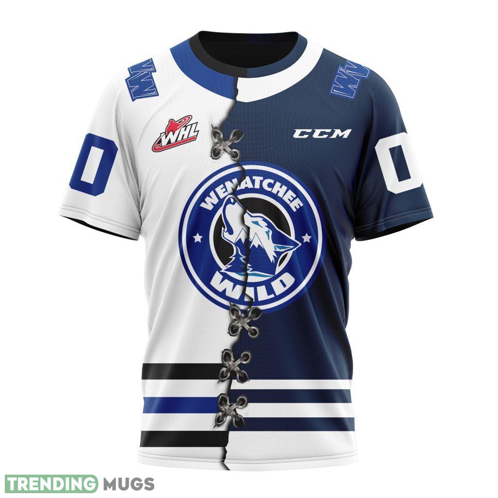 Wenatchee Wild Western Hockey League WHL Mix Home And Away Jersey 3D Hoodie, AOP Custom Number And Name 3D All Over Print Wenatchee Wild Western Hockey League WHL Mix Home And Away Jersey 3D Hoodie, AOP Custom Number And Name 3D All Over Print