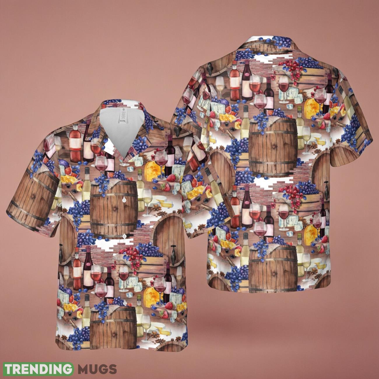 Wine Barrels, Grapes & Cheese Hawaiian Shirt Product Photo 1 Wine Barrels, Grapes & Cheese Hawaiian Shirt Product Photo 1