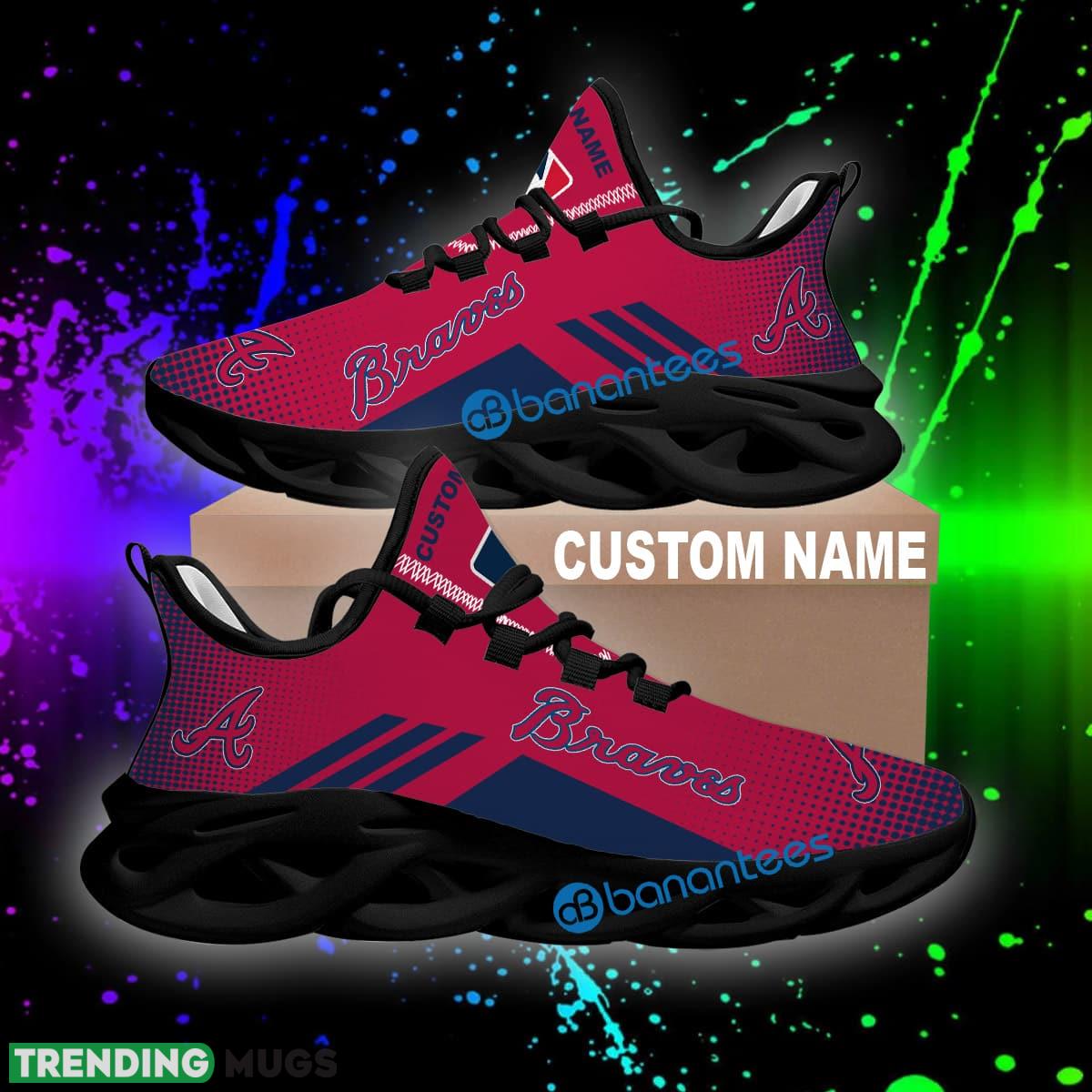 Custom Name MLB Atlanta Braves Emblem Running Sneaker New Design Gift Max Soul Shoes Max Soul Custom Name MLB Atlanta Braves Emblem Running Sneaker New Design Gift Max Soul Shoes Max Soul