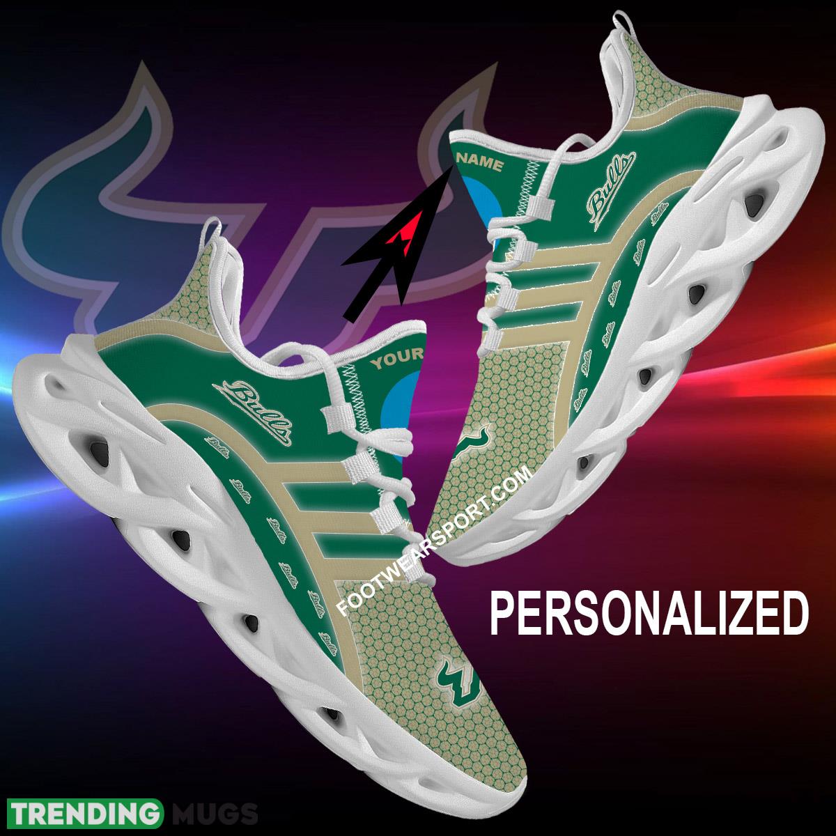 Custom Name NCAA South Florida Bulls Running Sneaker Trendsetter For Men Women Fans Max Soul Shoes Max Soul Custom Name NCAA South Florida Bulls Running Sneaker Trendsetter For Men Women Fans Max Soul Shoes Max Soul