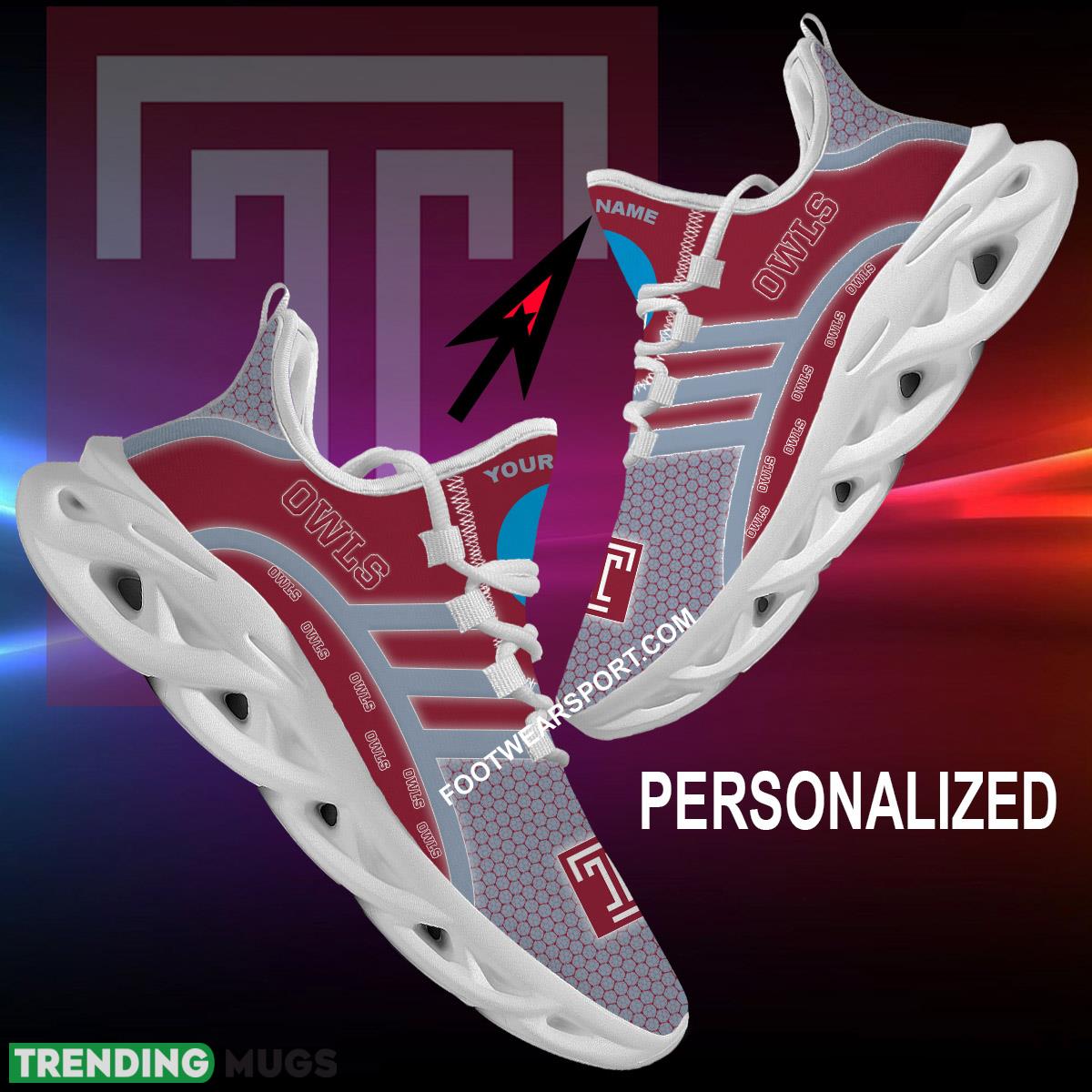 Custom Name NCAA Temple Owls Chunky Sneaker Elevate For Men Women Fans Max Soul Shoes Max Soul Custom Name NCAA Temple Owls Chunky Sneaker Elevate For Men Women Fans Max Soul Shoes Max Soul