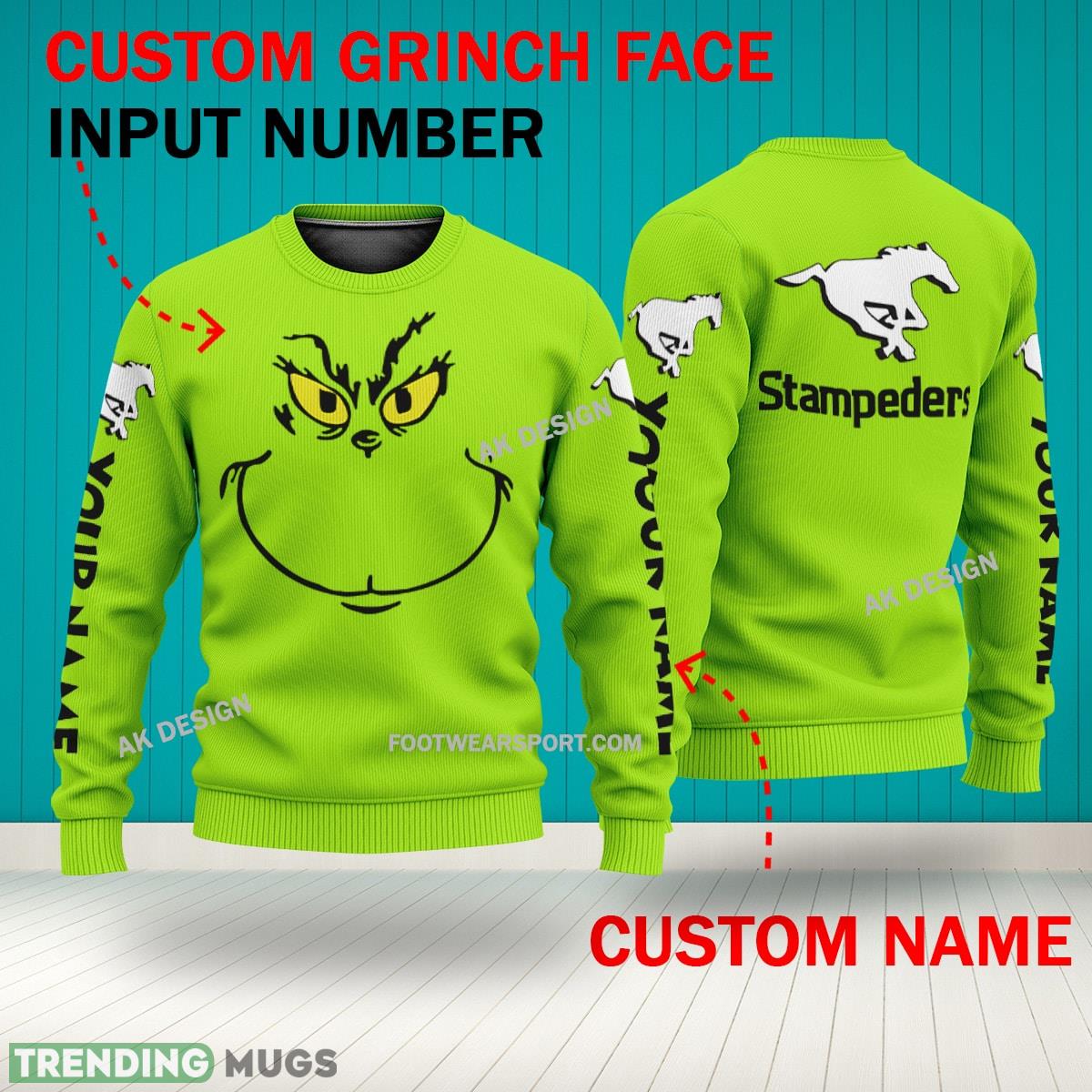 Grinch Face Calgary Stampeders 3D Hoodie, Zip Hoodie, Sweater Green AOP Custom Number And Name 3D Hoodies Grinch Face Calgary Stampeders 3D Hoodie, Zip Hoodie, Sweater Green AOP Custom Number And Name 3D Hoodies