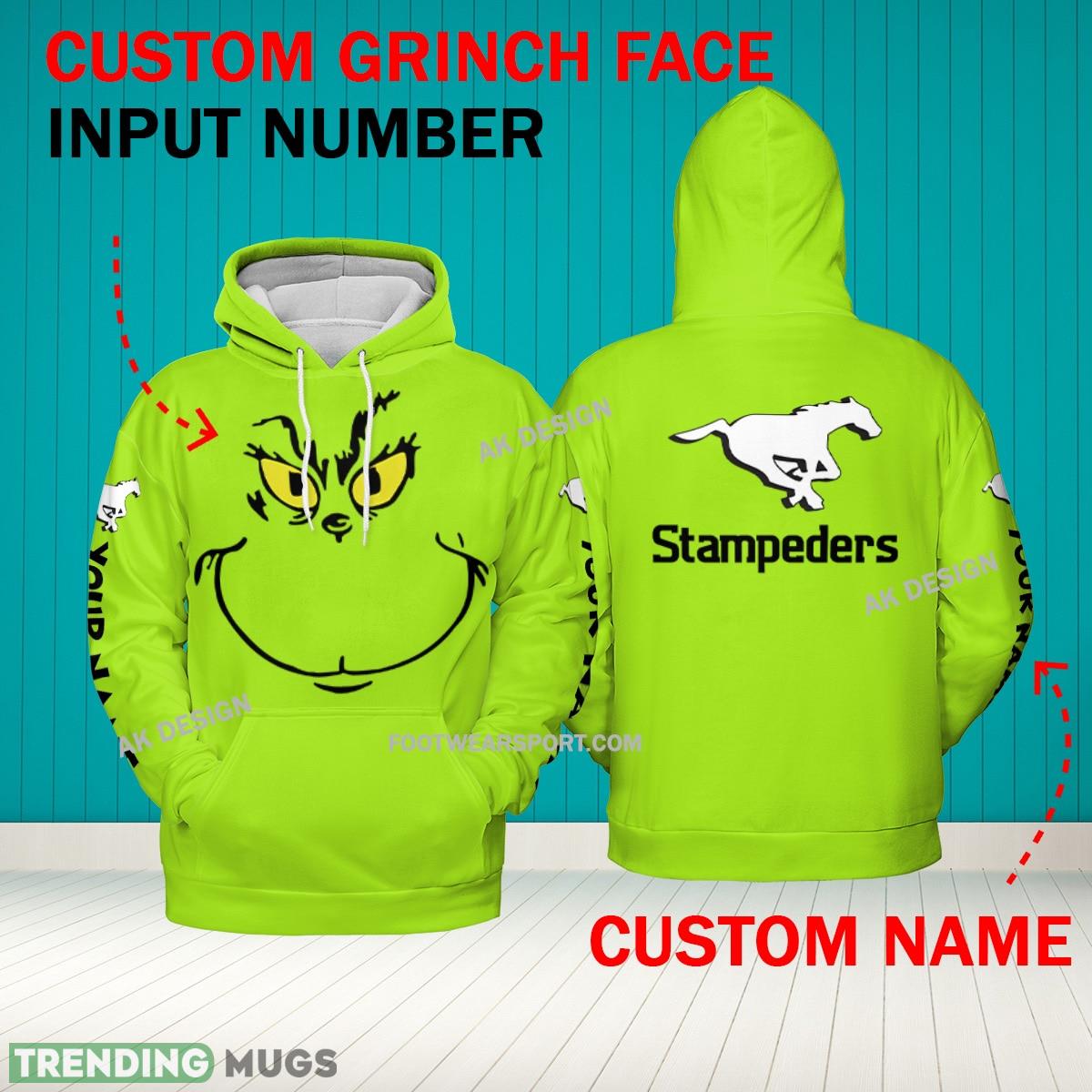 Grinch Face Calgary Stampeders 3D Hoodie, Zip Hoodie, Sweater Green AOP Custom Number And Name - Grinch Face CFL Calgary Stampeders 3D Hoodie Grinch Face Calgary Stampeders 3D Hoodie, Zip Hoodie, Sweater Green AOP Custom Number And Name - Grinch Face CFL Calgary Stampeders 3D Hoodie