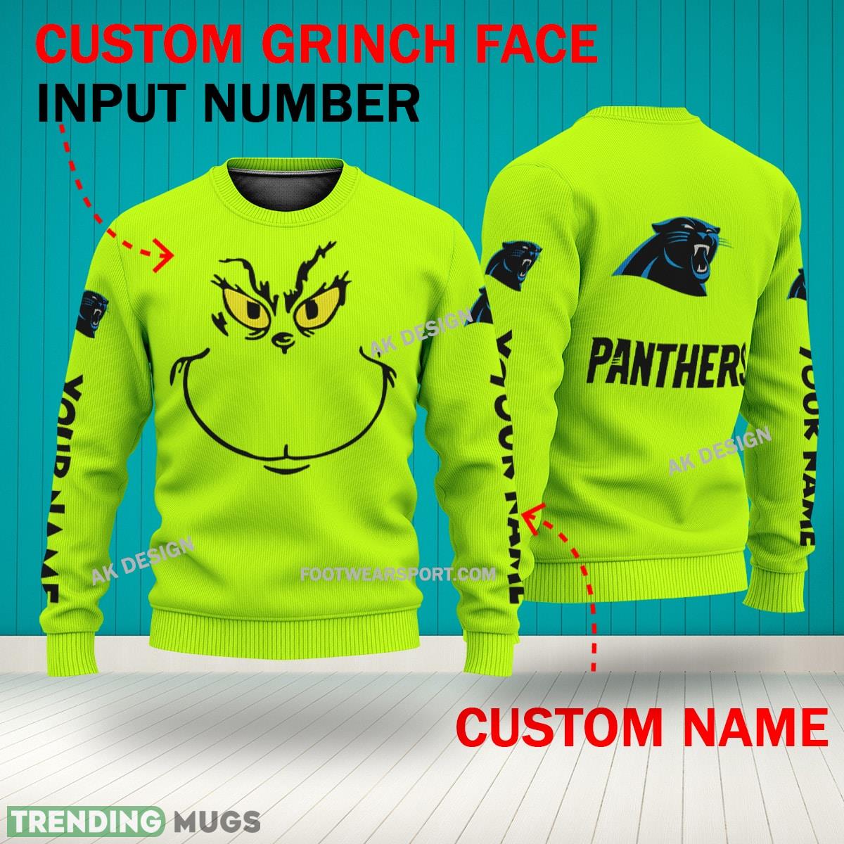 Grinch Face Carolina Panthers 3D Hoodie, Zip Hoodie, Sweater Green AOP Custom Number And Name 3D Hoodies Grinch Face Carolina Panthers 3D Hoodie, Zip Hoodie, Sweater Green AOP Custom Number And Name 3D Hoodies