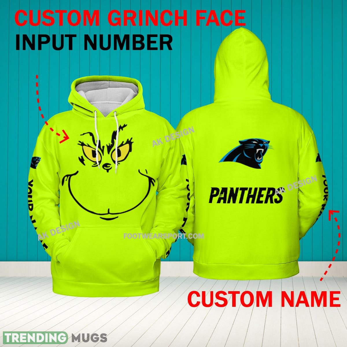 Grinch Face Carolina Panthers 3D Hoodie, Zip Hoodie, Sweater Green AOP Custom Number And Name - Grinch Face NFL Carolina Panthers 3D Hoodie Grinch Face Carolina Panthers 3D Hoodie, Zip Hoodie, Sweater Green AOP Custom Number And Name - Grinch Face NFL Carolina Panthers 3D Hoodie