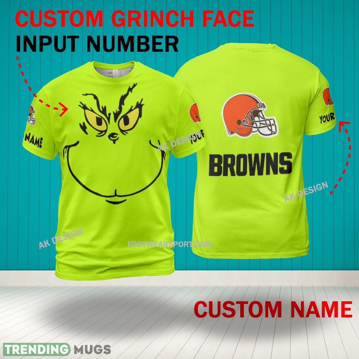 Grinch Face Cleveland Browns 3D Hoodie, Zip Hoodie, Sweater Green AOP Custom Number And Name 3D Hoodies Grinch Face Cleveland Browns 3D Hoodie, Zip Hoodie, Sweater Green AOP Custom Number And Name 3D Hoodies